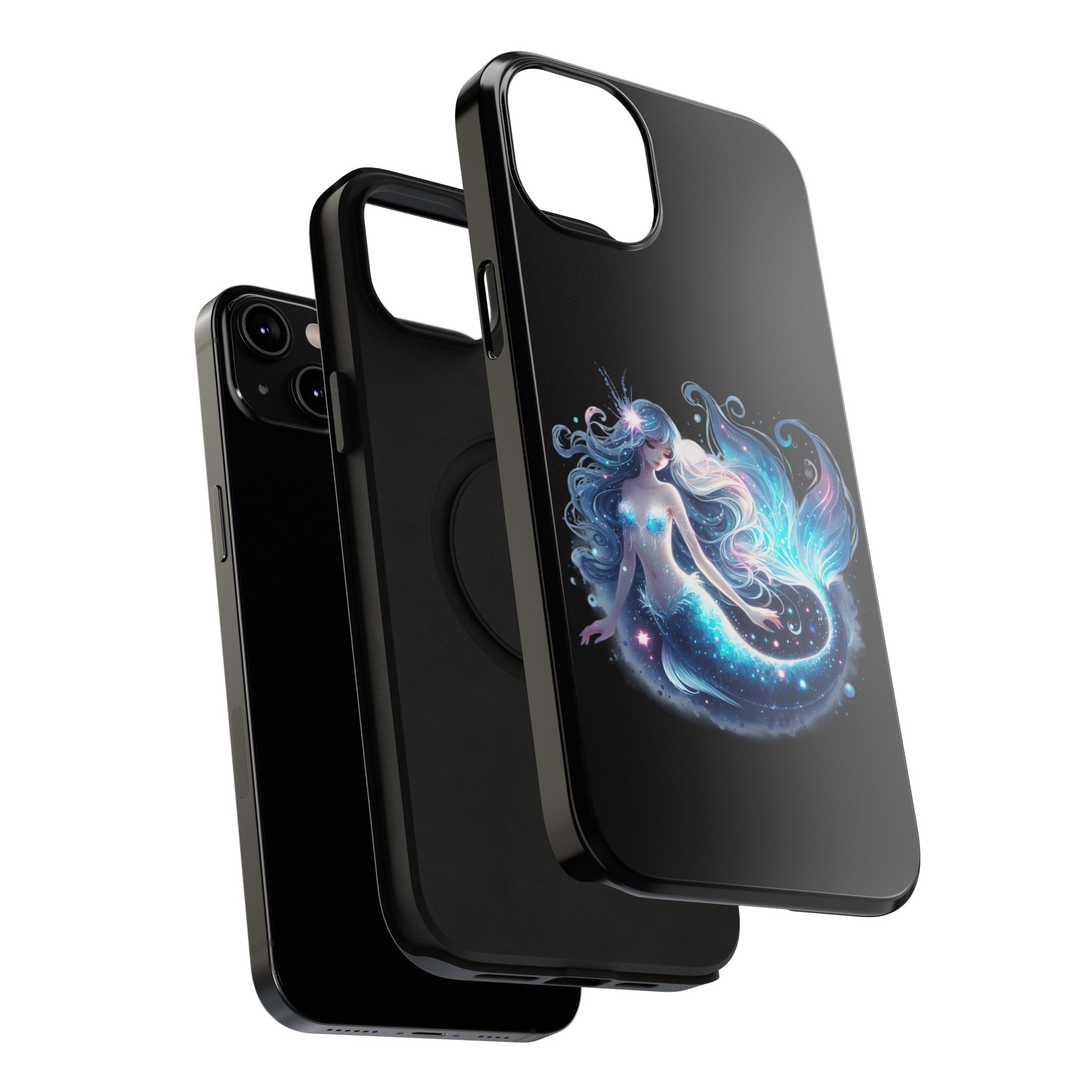 Sleepy Mermaid Black Phone Case – Matte or Glossy Finish