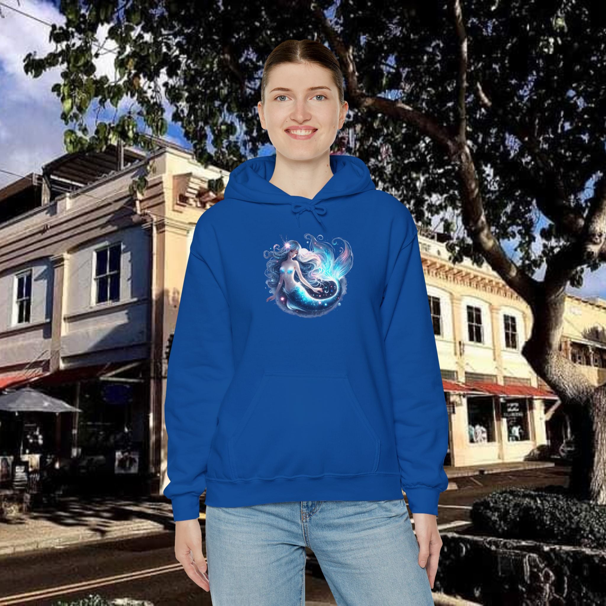 Blue Mermaid Hooded Sweatshirt Unisex Heavy Blend