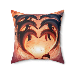 3 dolphin Spun Polyester Square Pillow