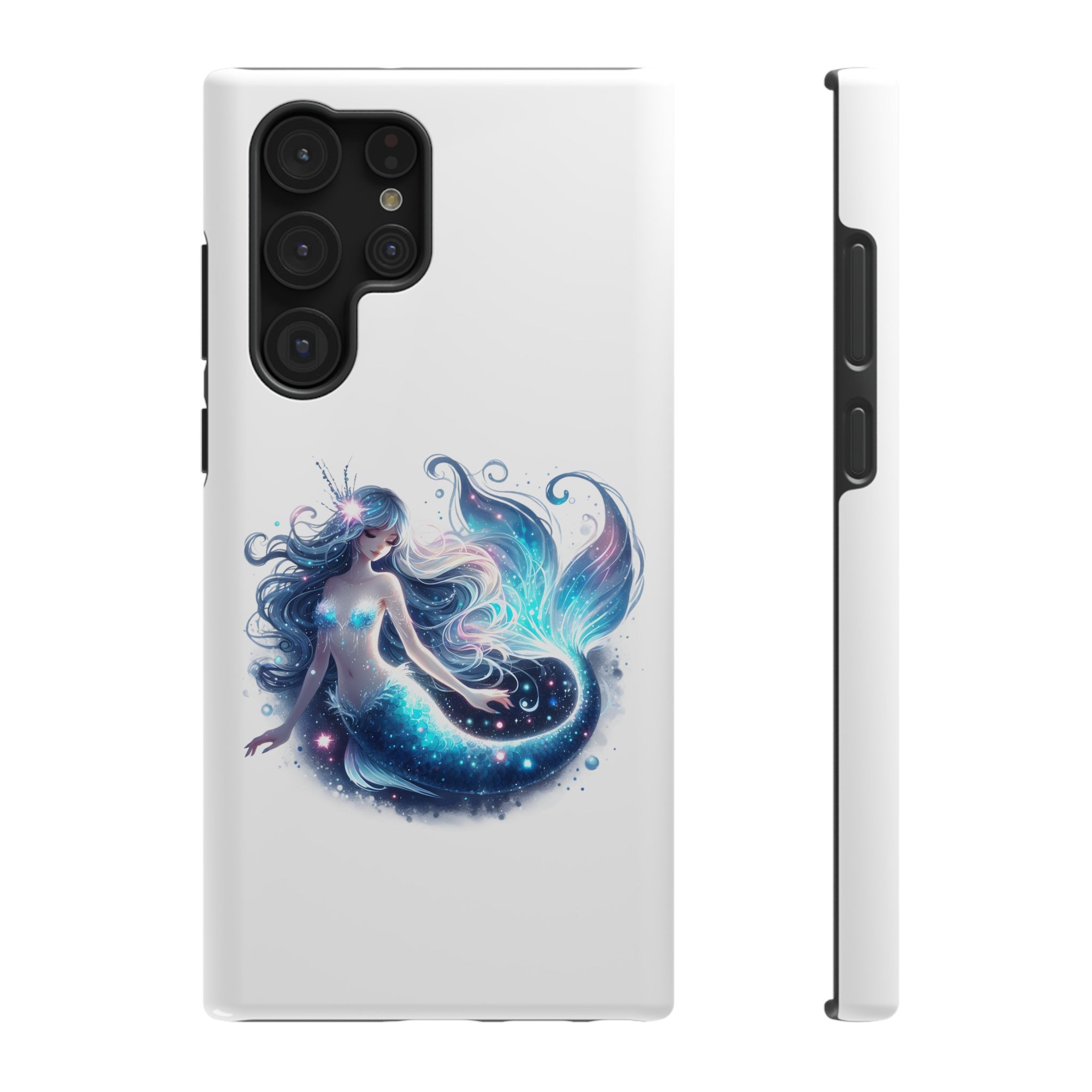 Sleepy Mermaid White Phone Case – Dual-Layer Protection