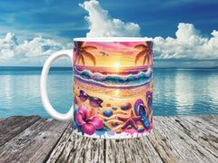 Golden Hour Beach Sunset Ceramic Mug, (11oz, 15oz)