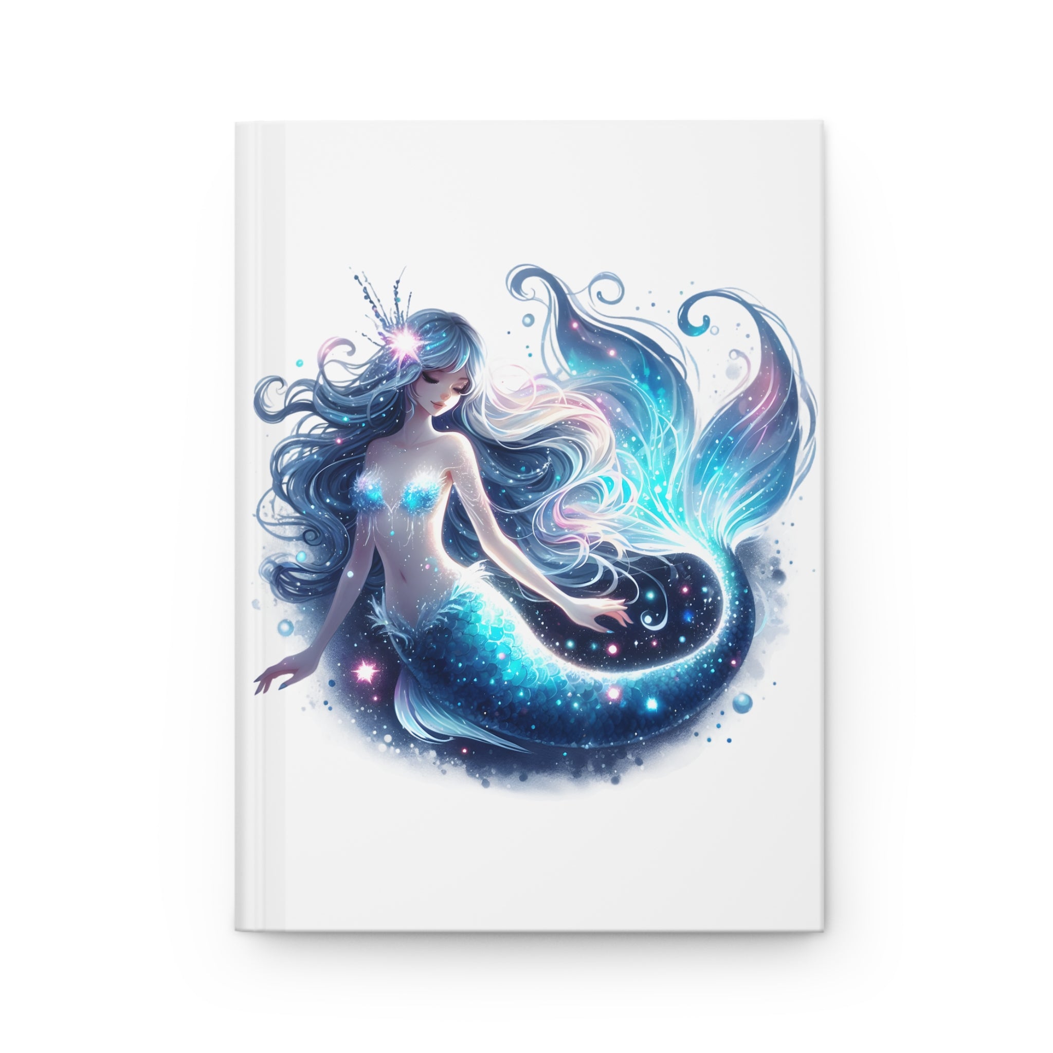 Blue Neon Mermaid Hardcover Journal