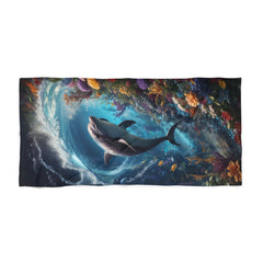 Deep Dolphin Beach Towel – Soft and Durable, Black & Blue