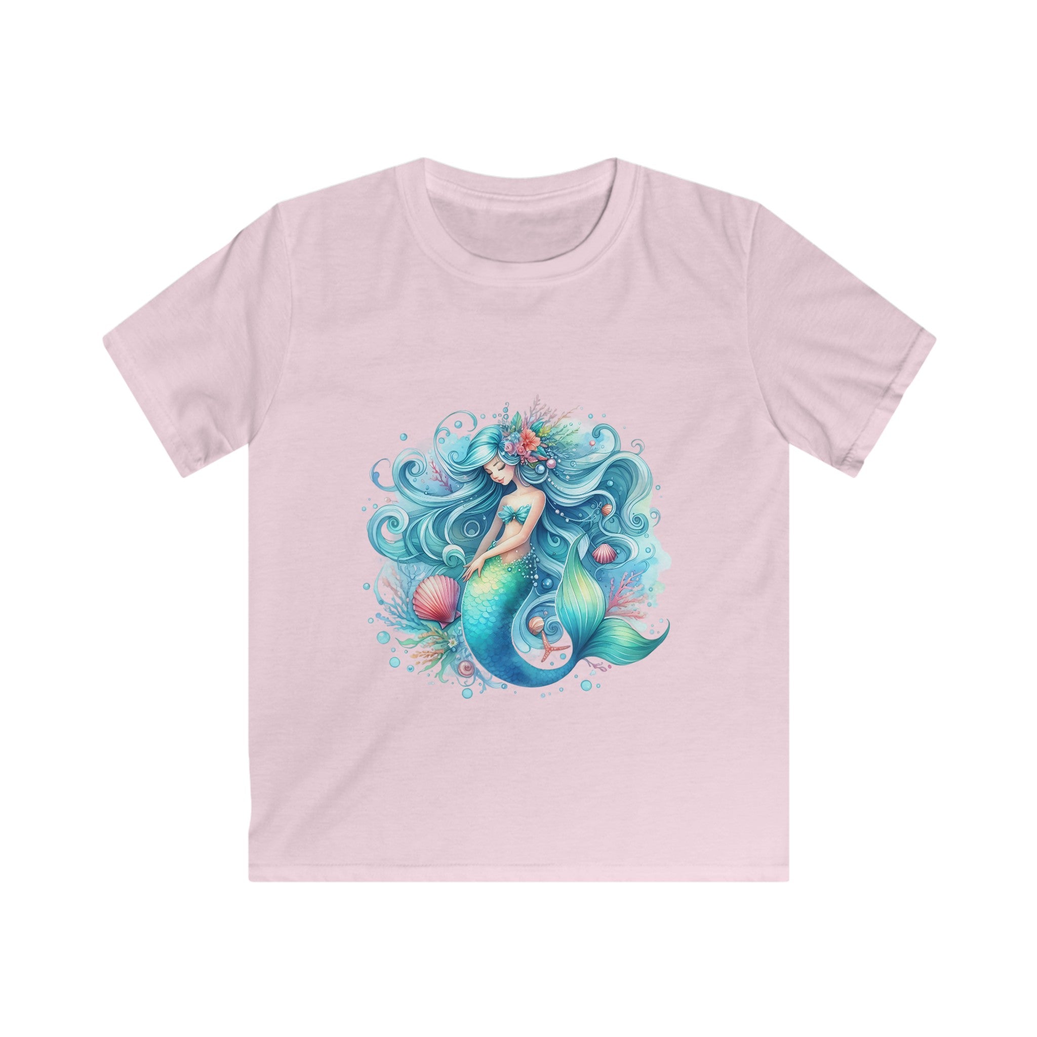 Sleepy Mermaid Kids' Black Tee – Softstyle Comfort