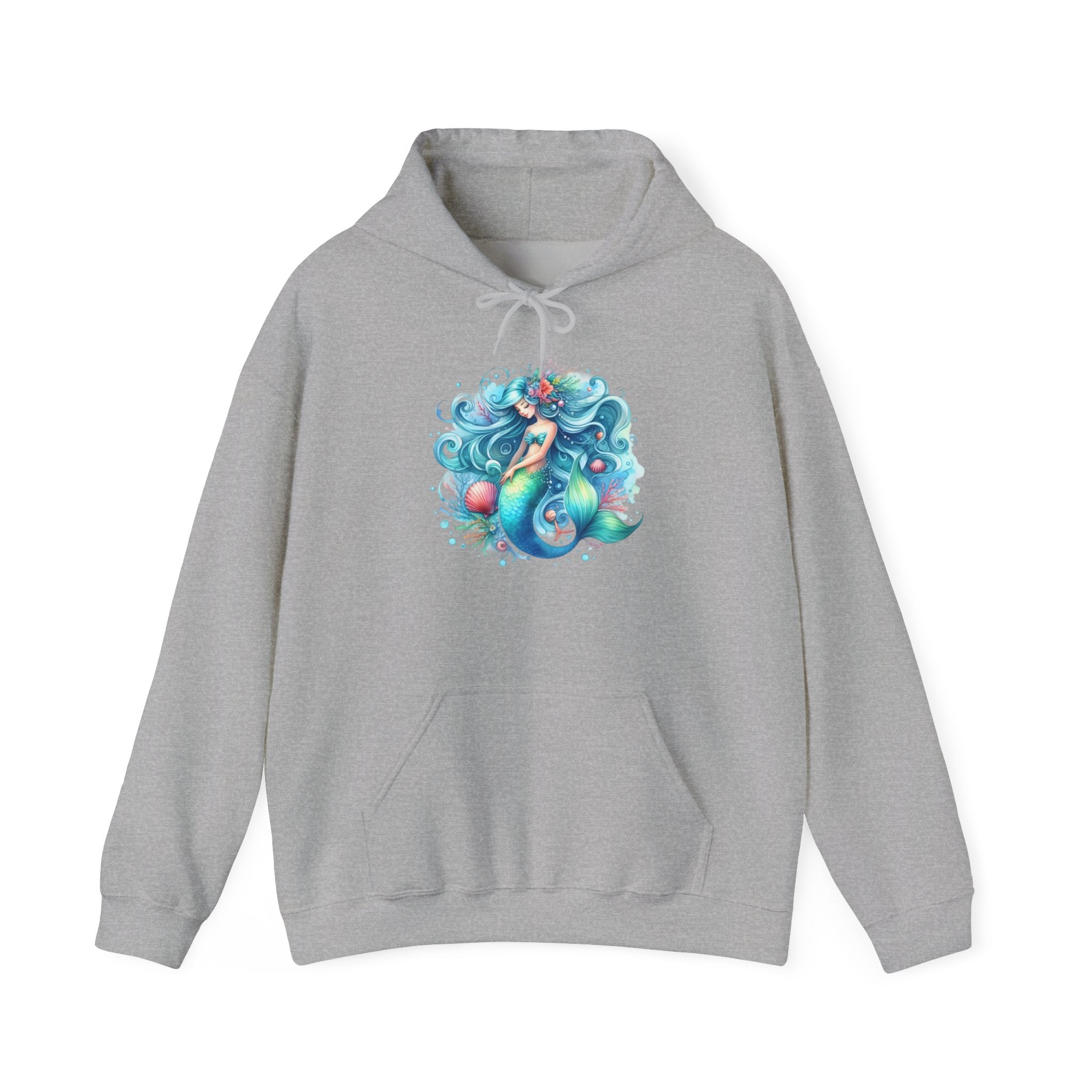 Blue Sleepy Mermaid Hooded Sweatshirt Unisex Heavy Blend