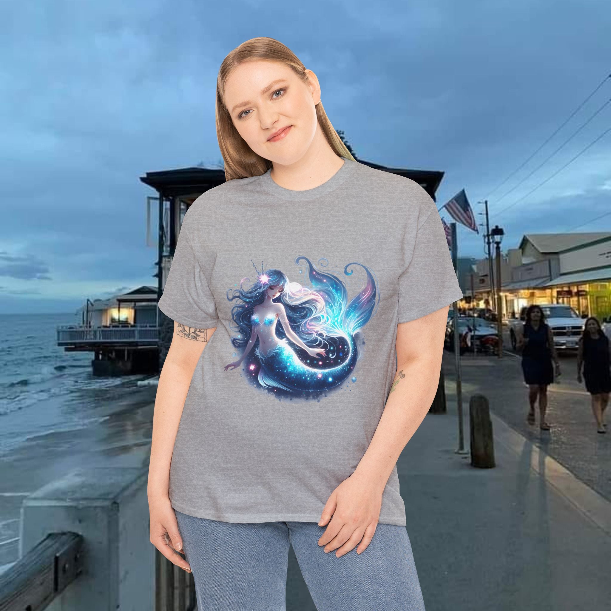 Blue Mermaid Heavy Cotton Tee shirt Unisex