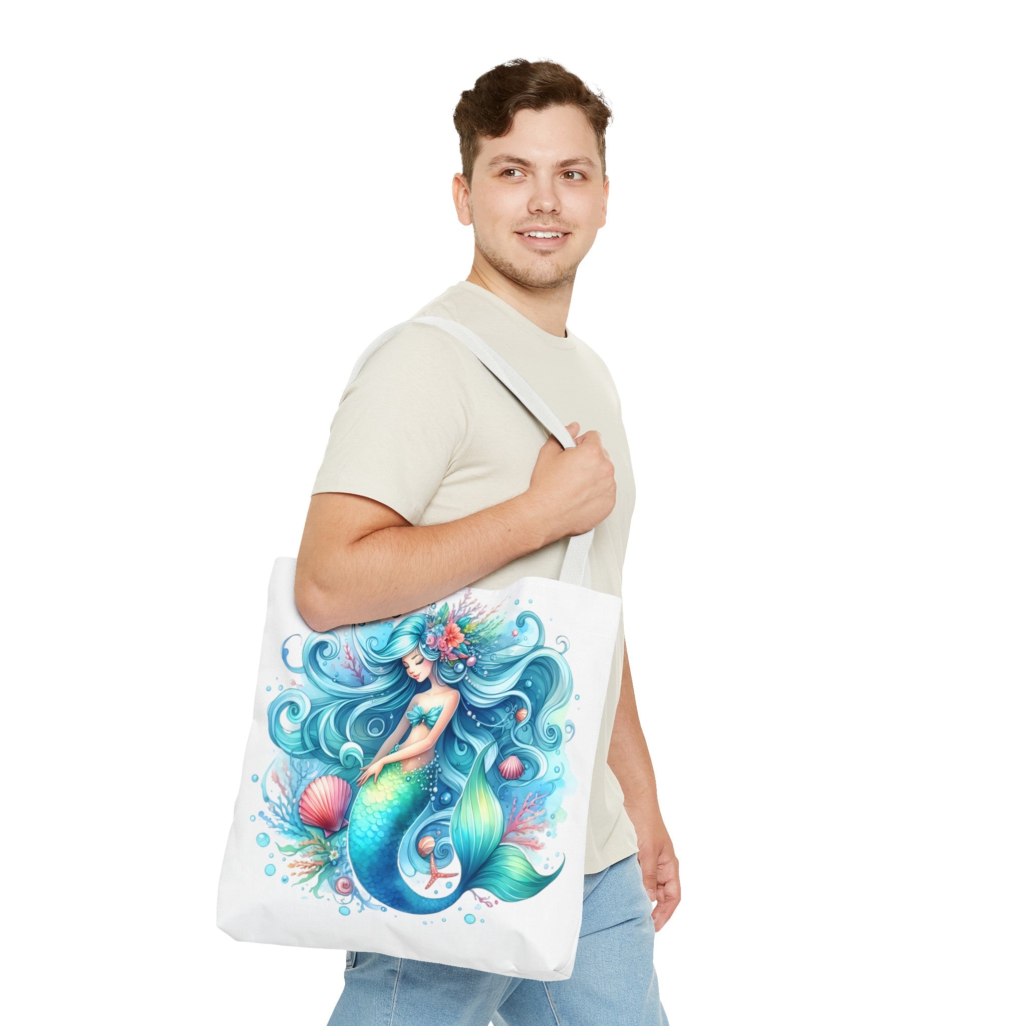 Blue sleepy mermaid Tote Bag (AOP)