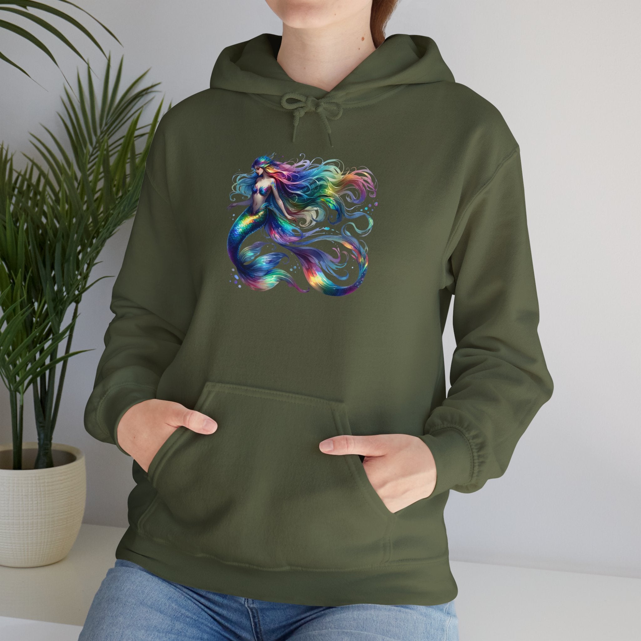 Rainbow Mermaid Hooded Sweatshirt Unisex Heavy Blend