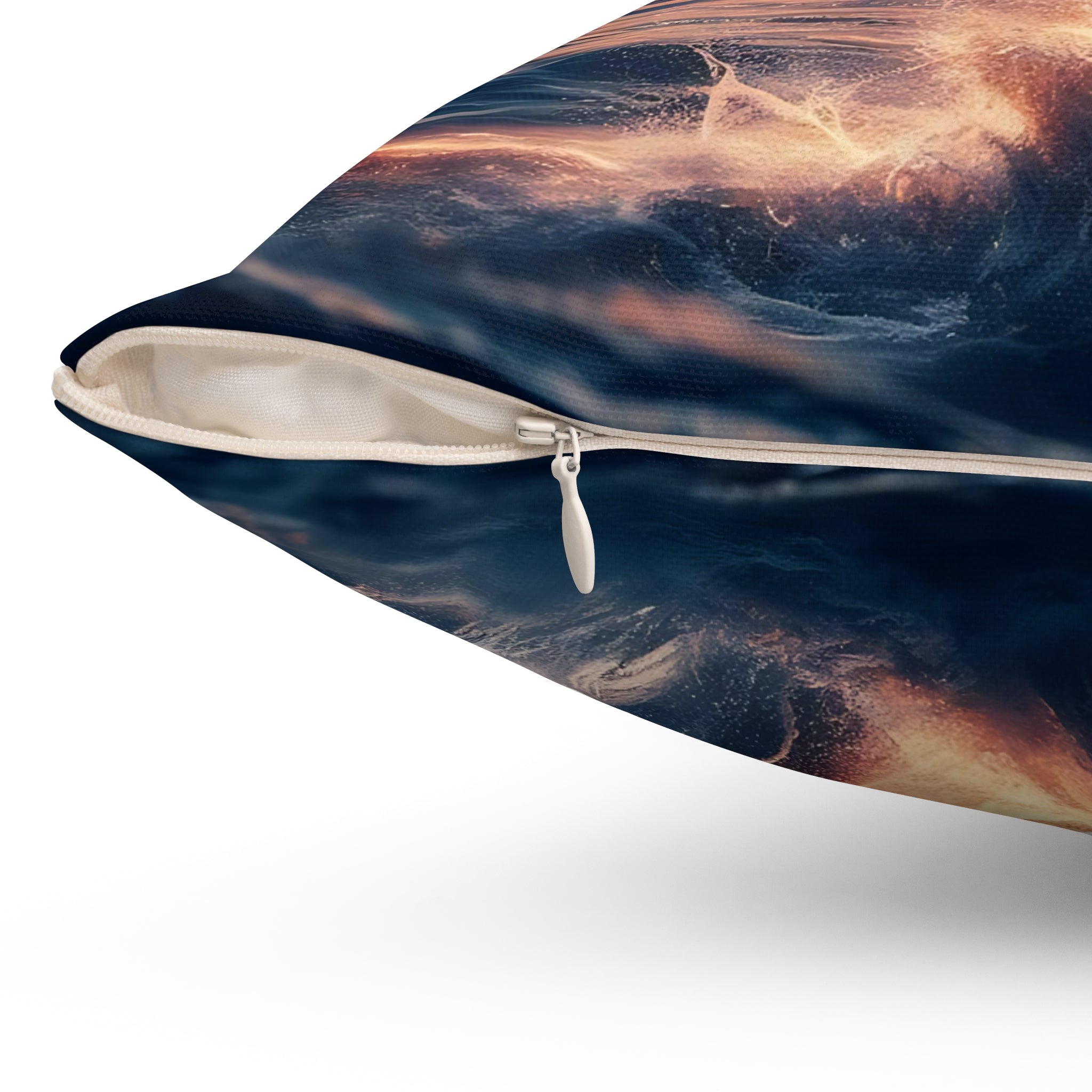 Sunset Dolphin Spun Polyester Square Pillow