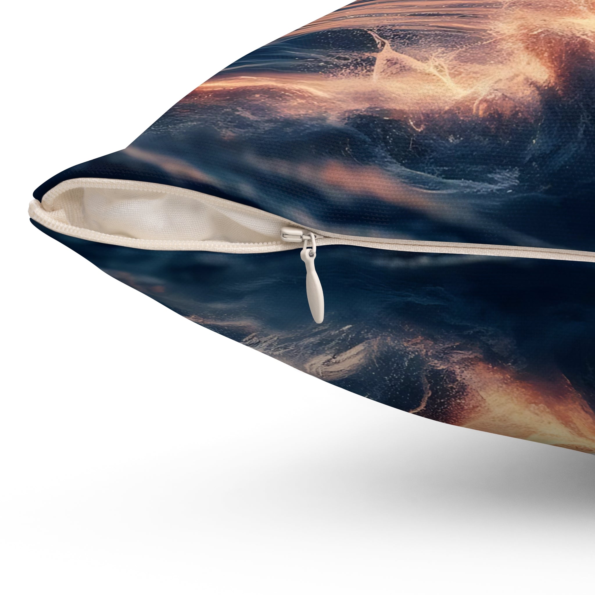 Sunset Dolphin Spun Polyester Square Pillow