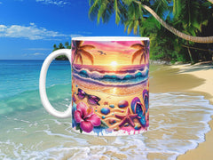 Golden Hour Beach Sunset Ceramic Mug, (11oz, 15oz)