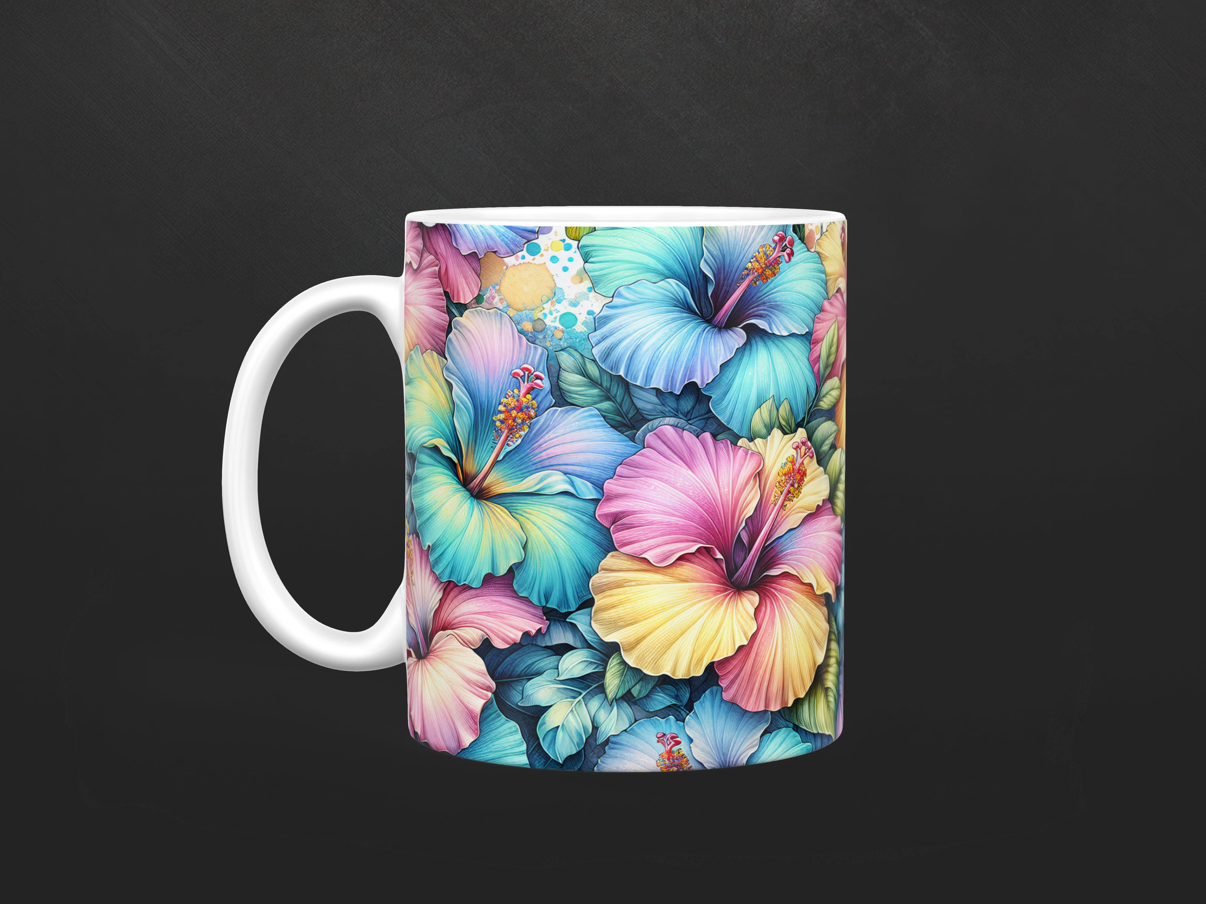 Rainbow Hibiscus Ceramic Mug (11oz, 15oz)