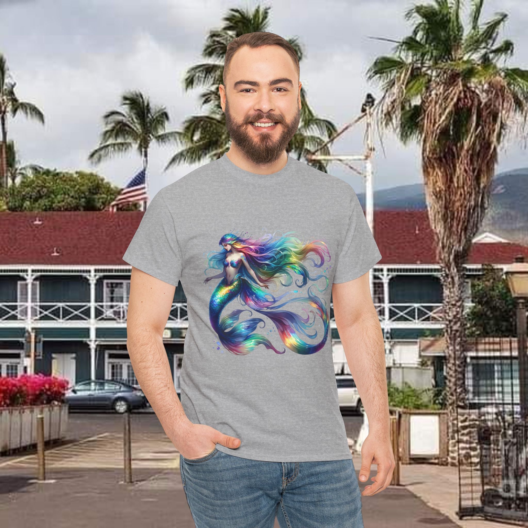 Rainbow Mermaid Heavy Cotton Tee shirt Unisex