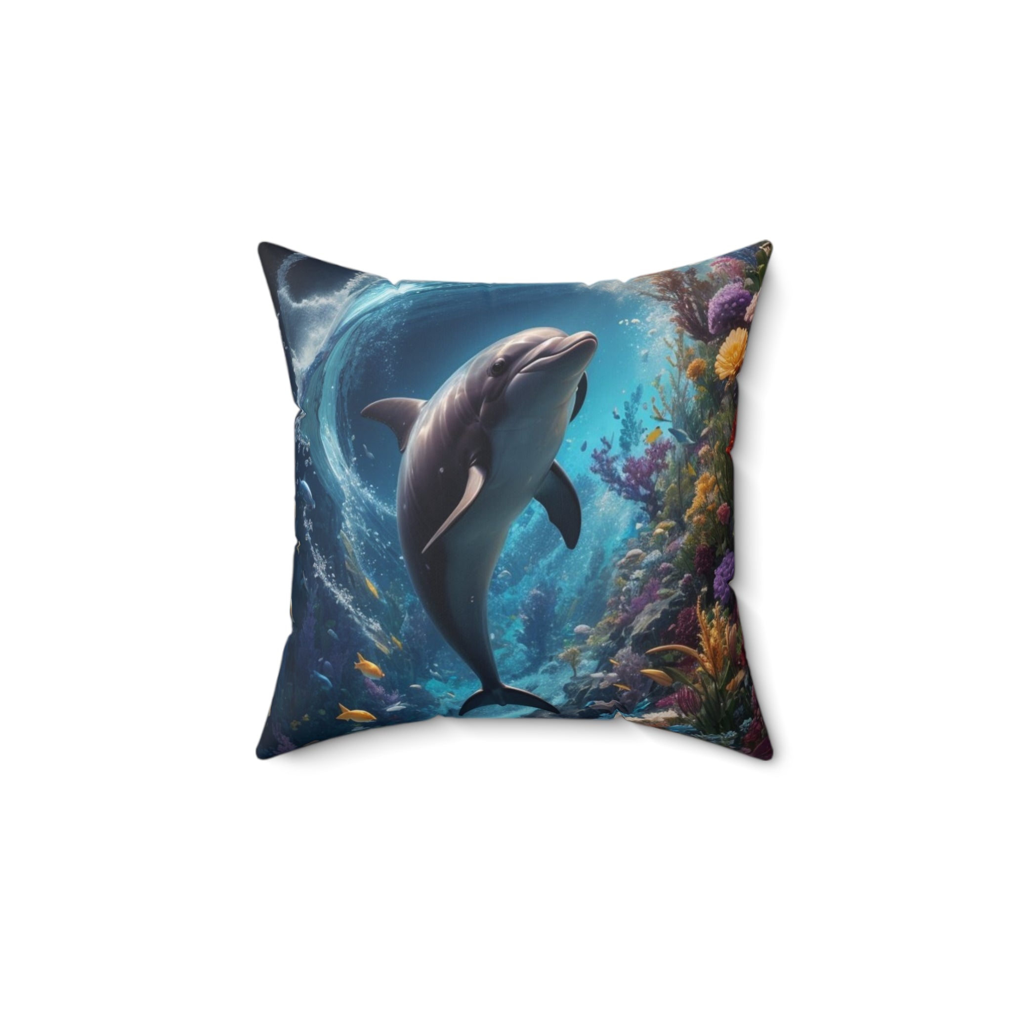 Ocean dolphin Spun Polyester Square Pillow