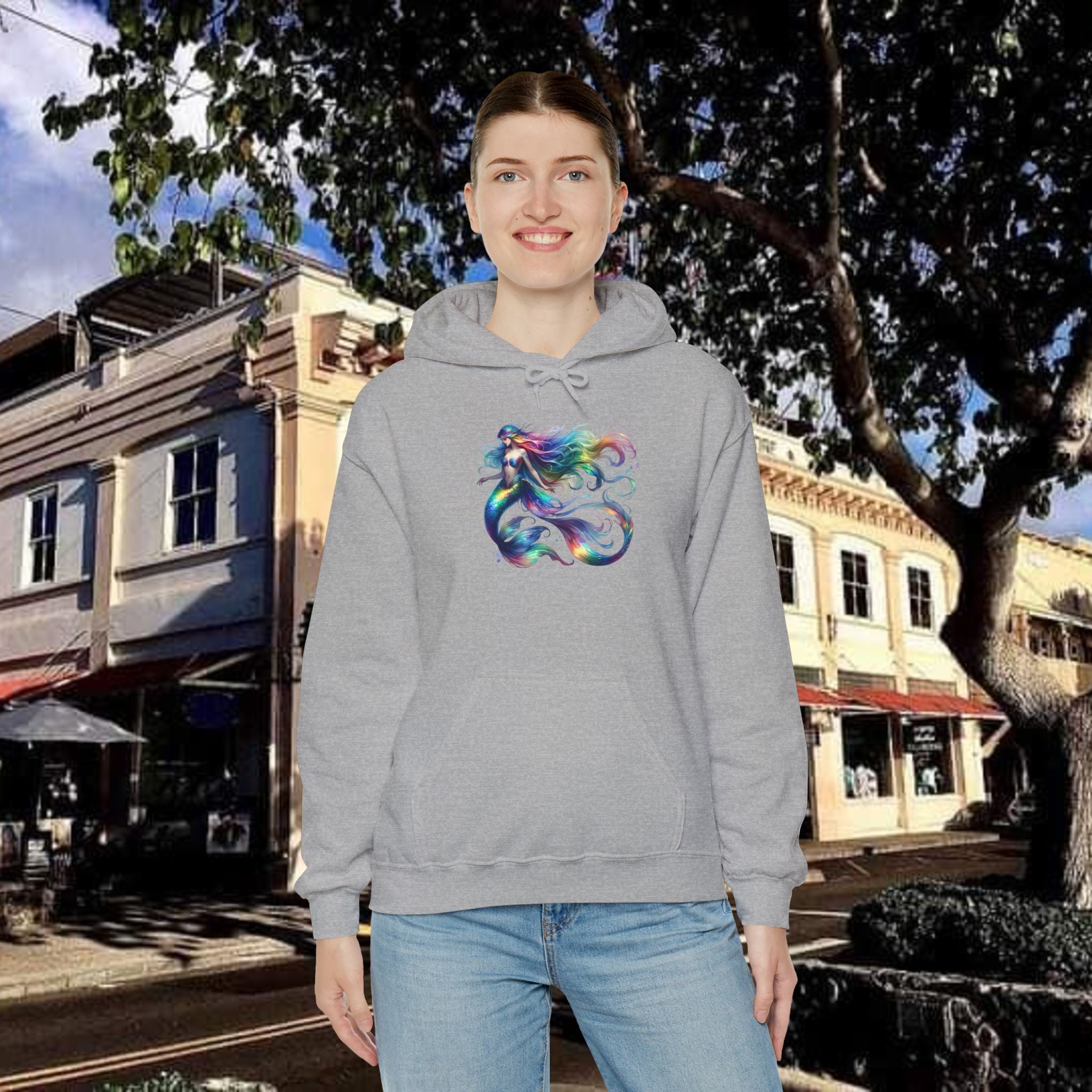 Rainbow Mermaid Hooded Sweatshirt Unisex Heavy Blend