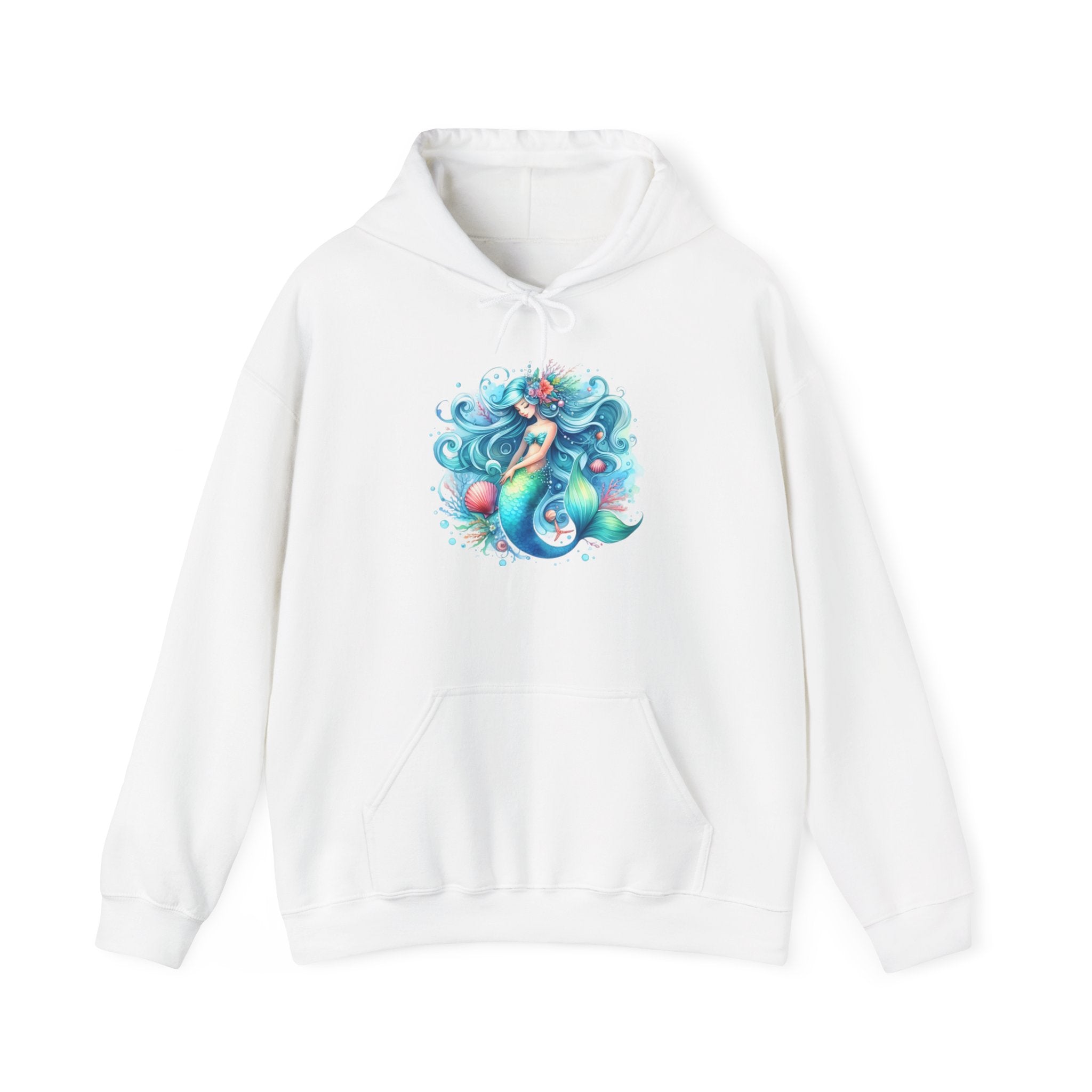 Blue Sleepy Mermaid Hooded Sweatshirt Unisex Heavy Blend