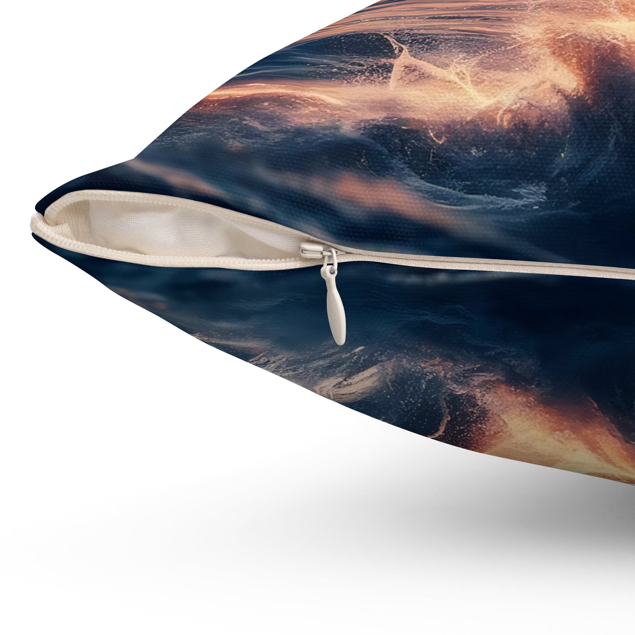 Sunset Dolphin Spun Polyester Square Pillow
