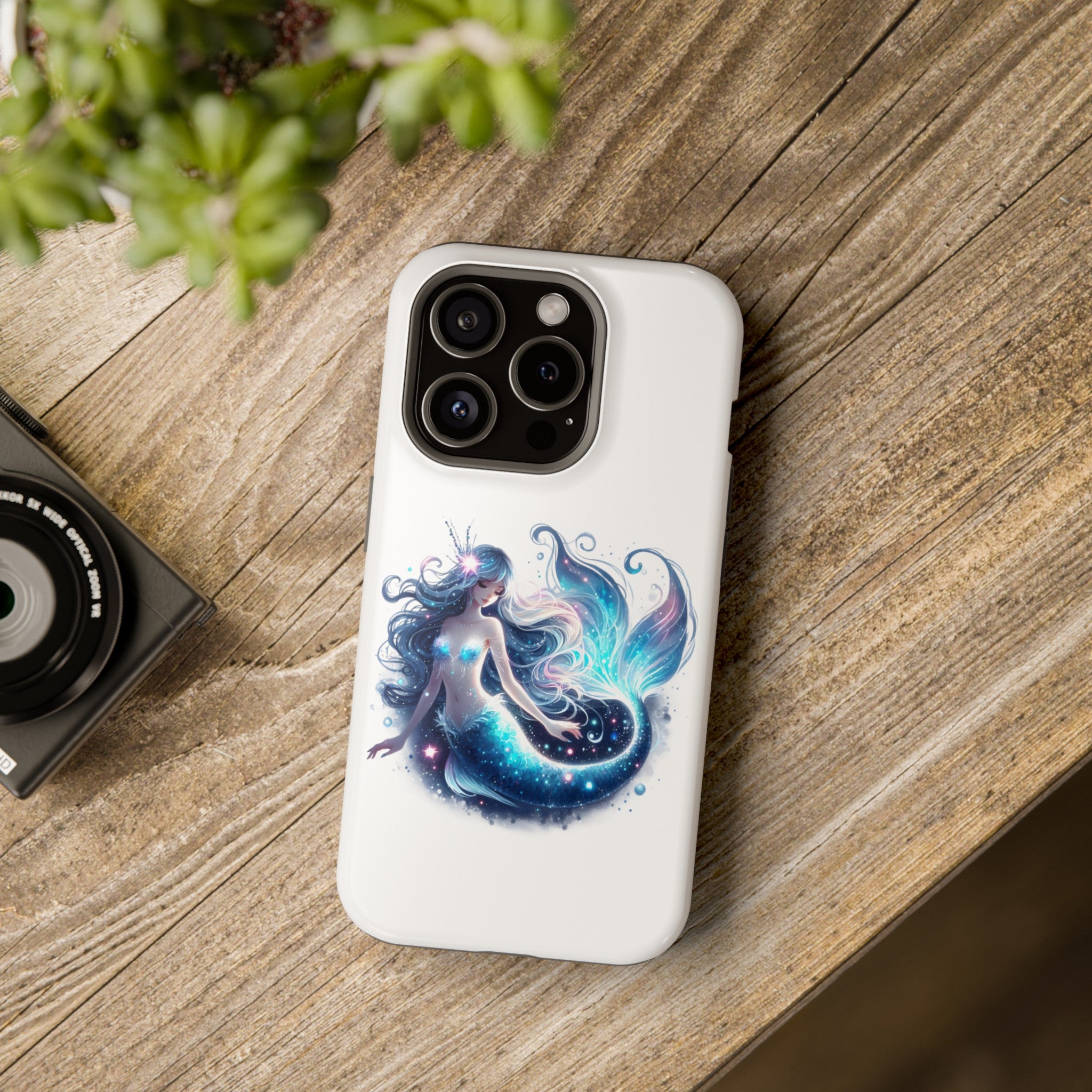 Sleepy Mermaid White Phone Case – Dual-Layer Protection