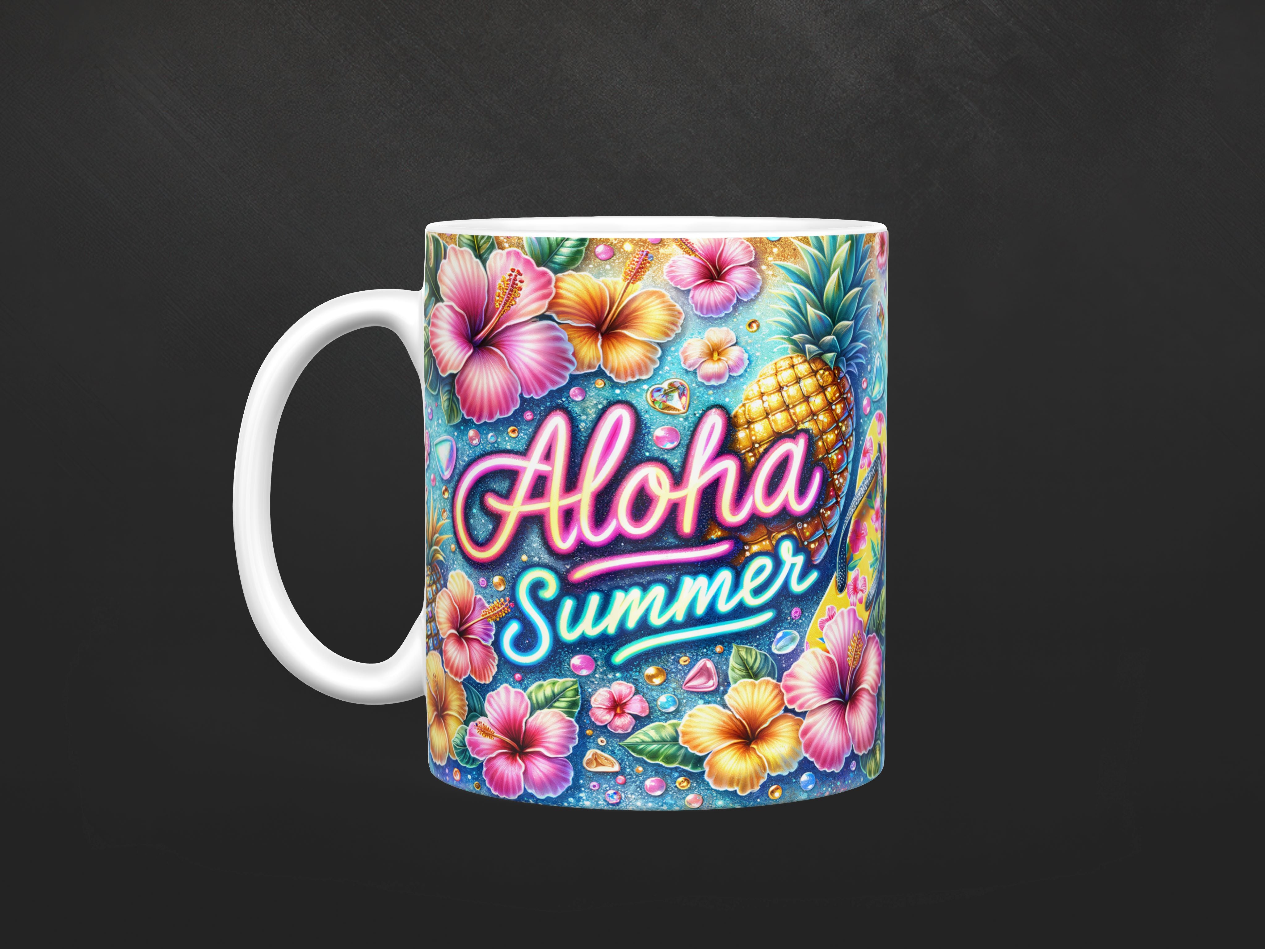 Aloha Summer Vibes Ceramic Mug, (11oz, 15oz)