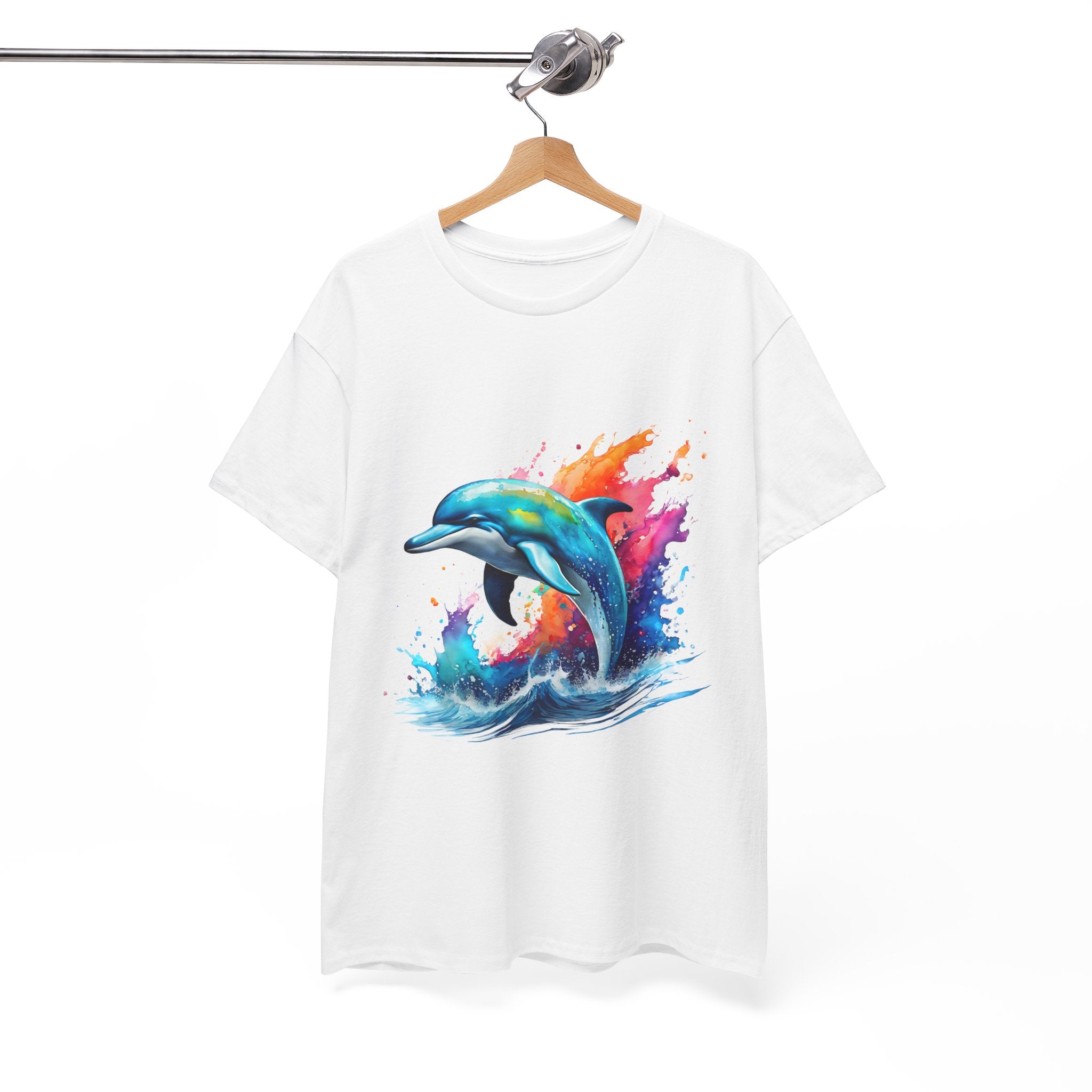 Rainbow Dolphin Heavy Cotton Tee shirt Unisex