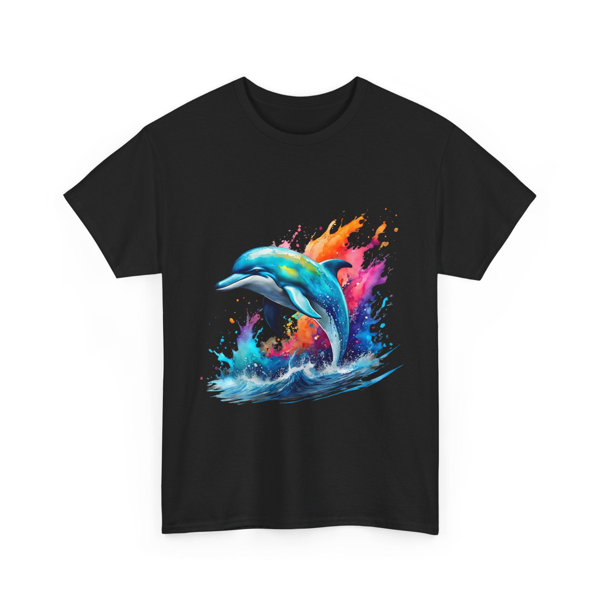 Rainbow Dolphin Heavy Cotton Tee shirt Unisex