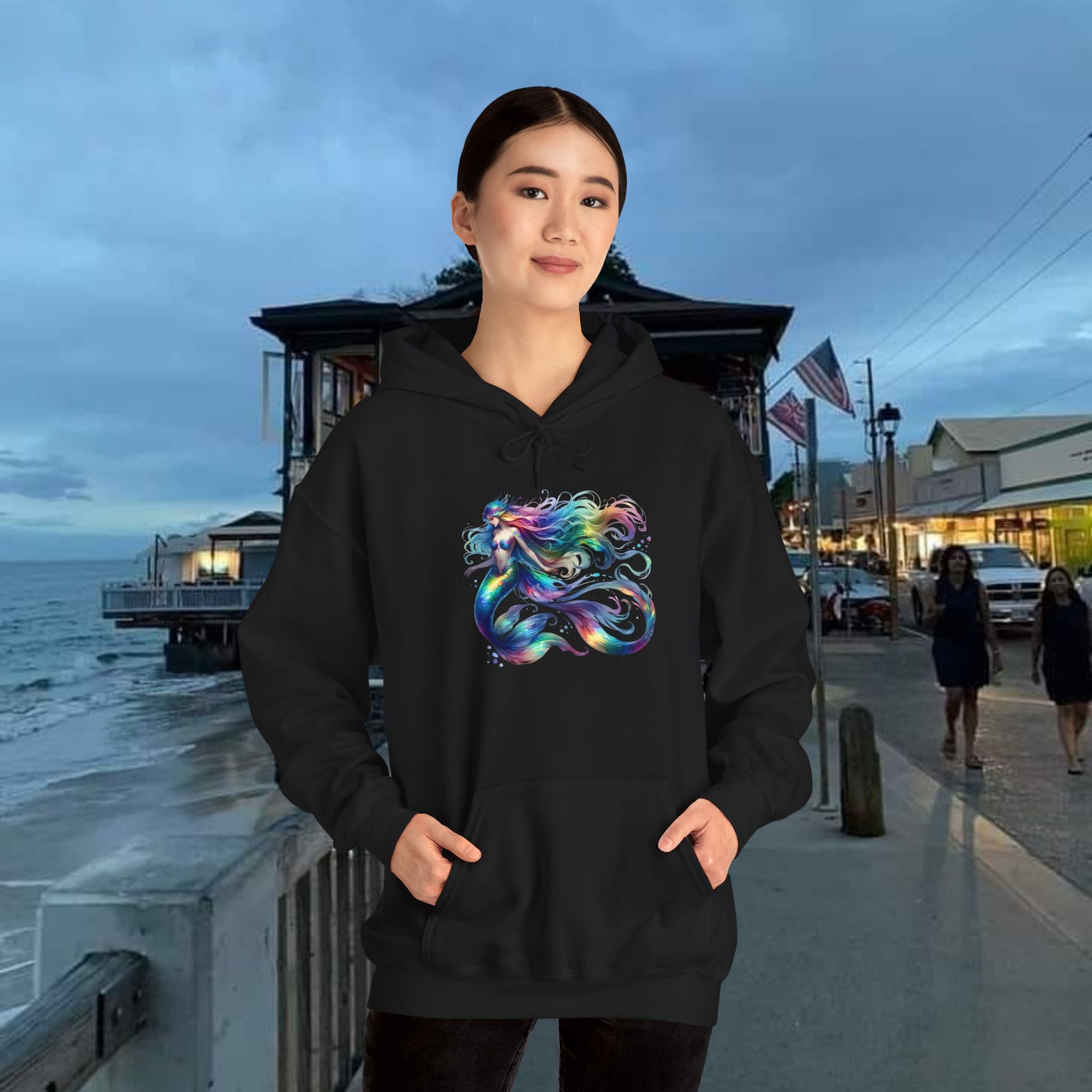 Rainbow Mermaid Hooded Sweatshirt Unisex Heavy Blend