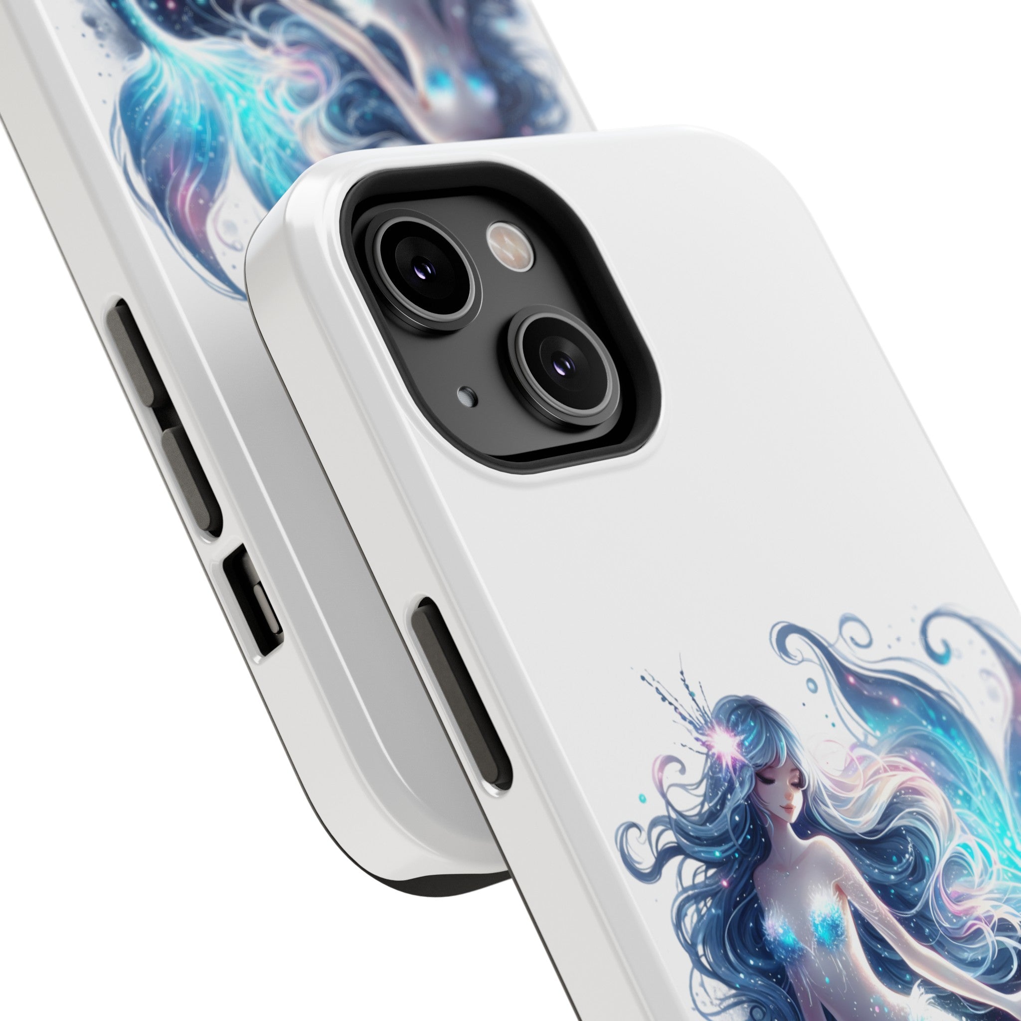 Sleepy Mermaid White Phone Case – Dual-Layer Protection