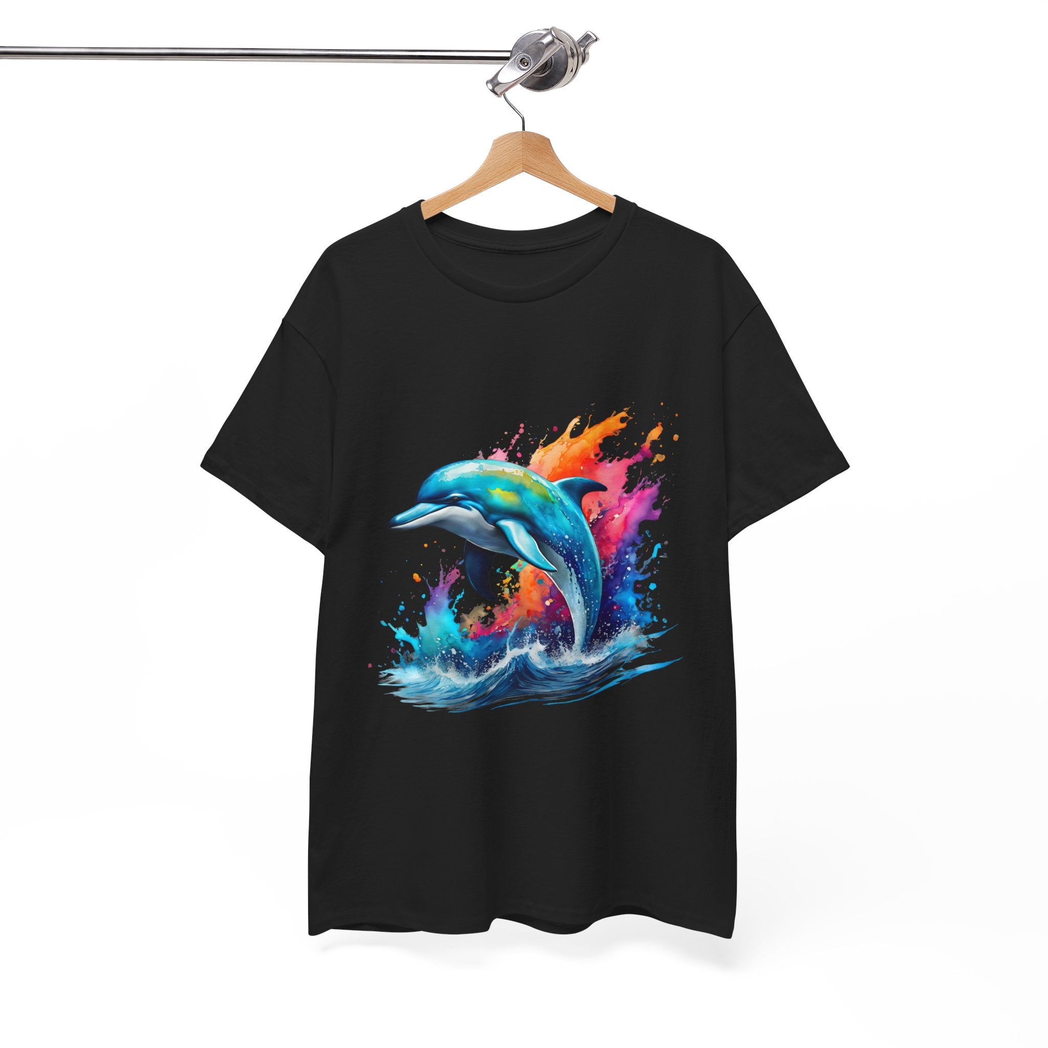 Rainbow Dolphin Heavy Cotton Tee shirt Unisex