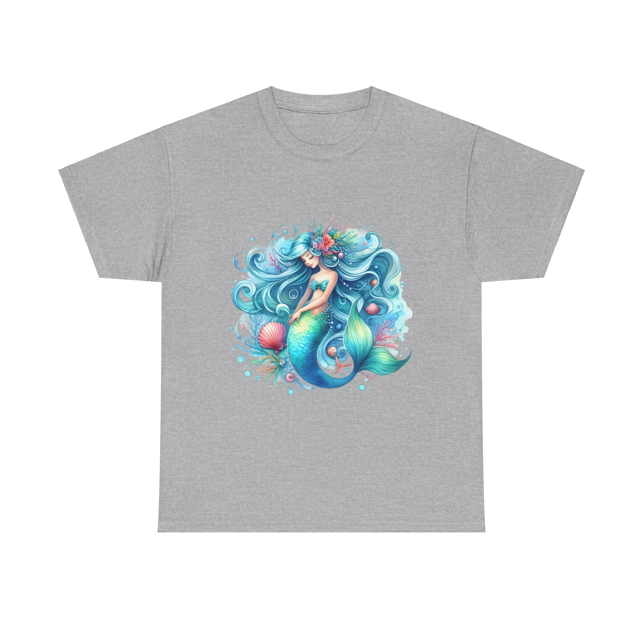 Sleepy blue mermaid Unisex Heavy Cotton Tee