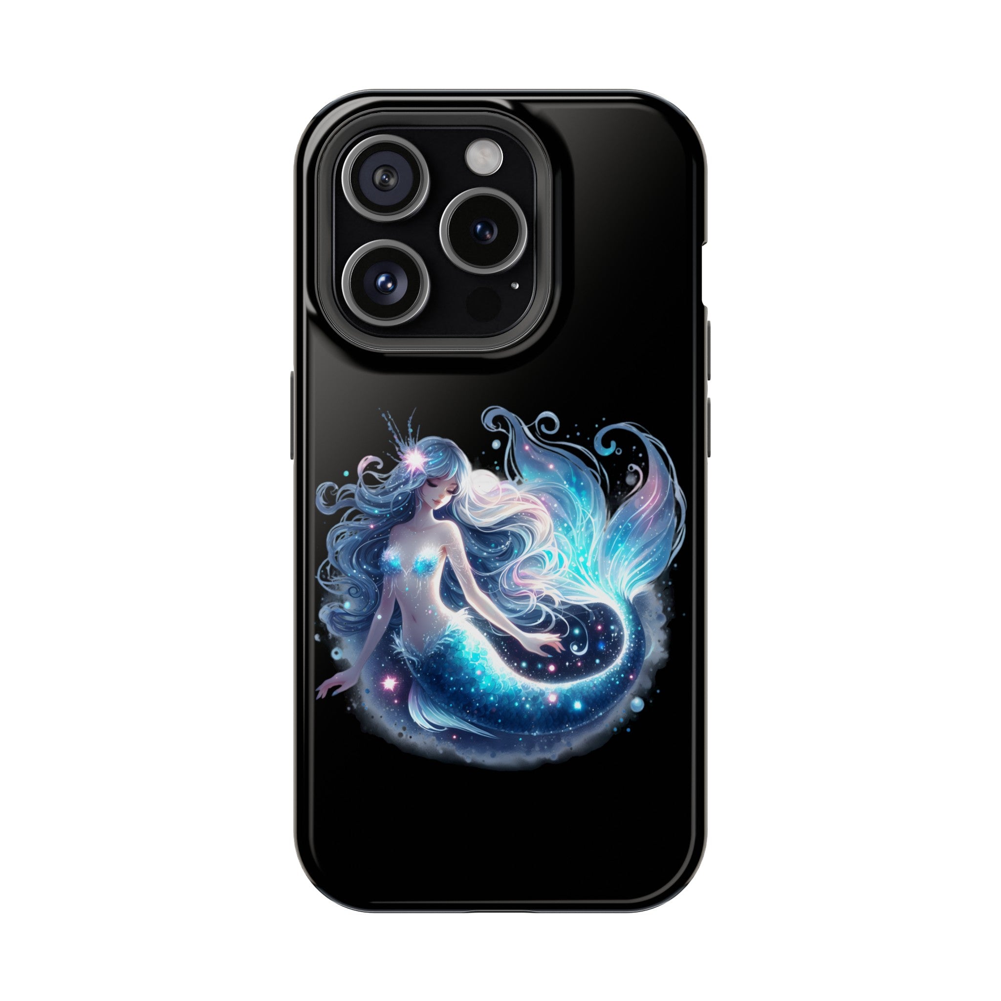 Sleepy Mermaid Black Phone Case – Matte or Glossy Finish