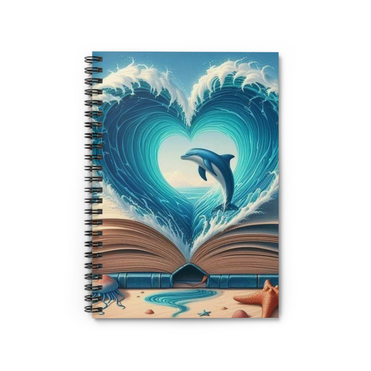 Splashing Hearts Dolphin Notebook