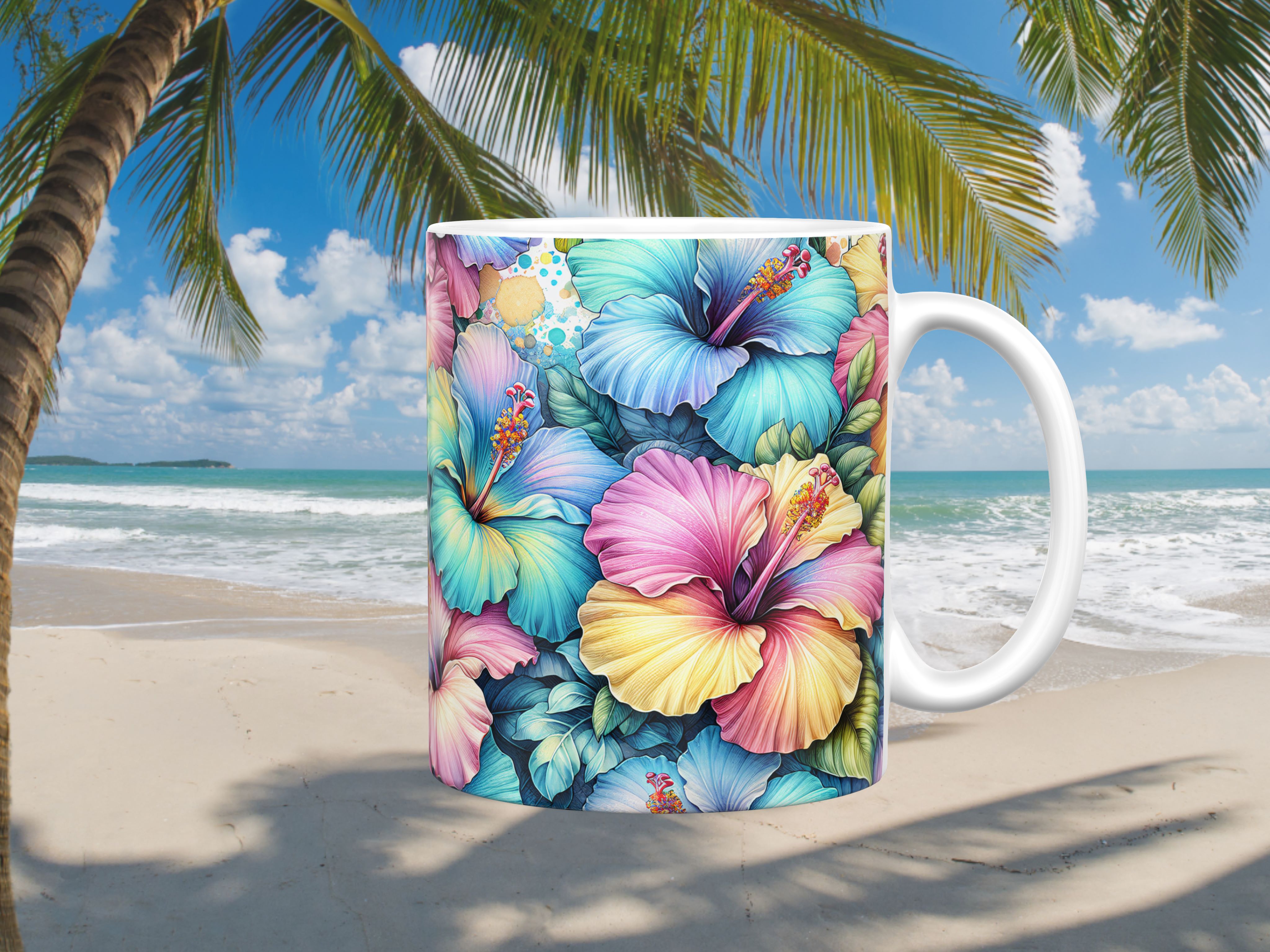 Rainbow Hibiscus Ceramic Mug (11oz, 15oz)