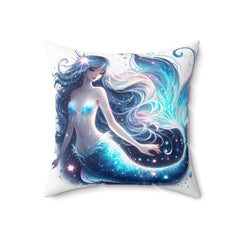 Blue mermaid spun Polyester Square Pillow