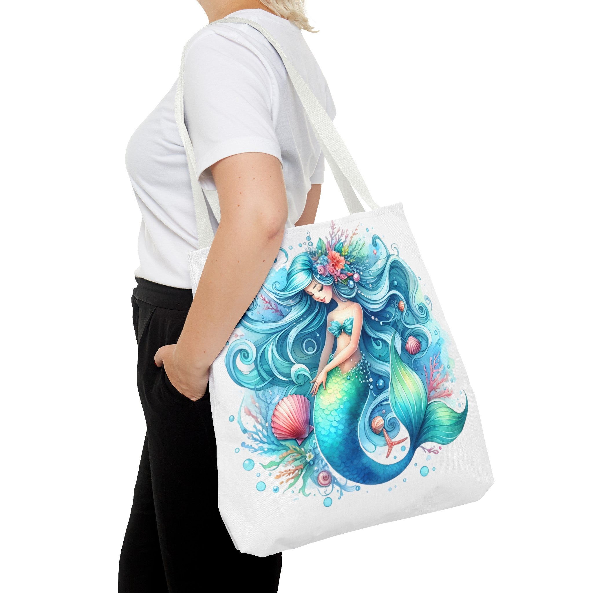 Blue sleepy mermaid Tote Bag (AOP)