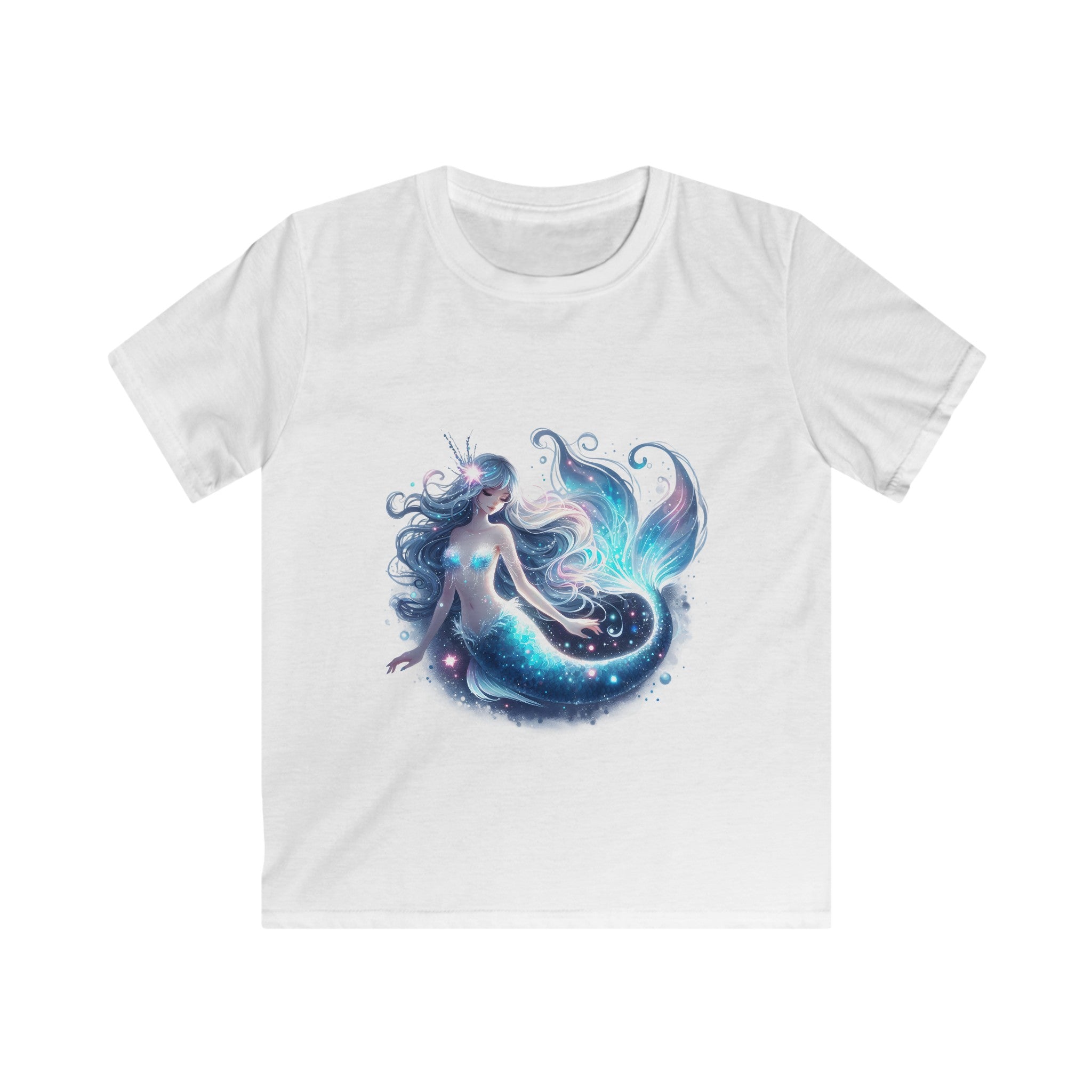 Enchanting Mermaid Kids' Black T-Shirt – Softstyle Fit