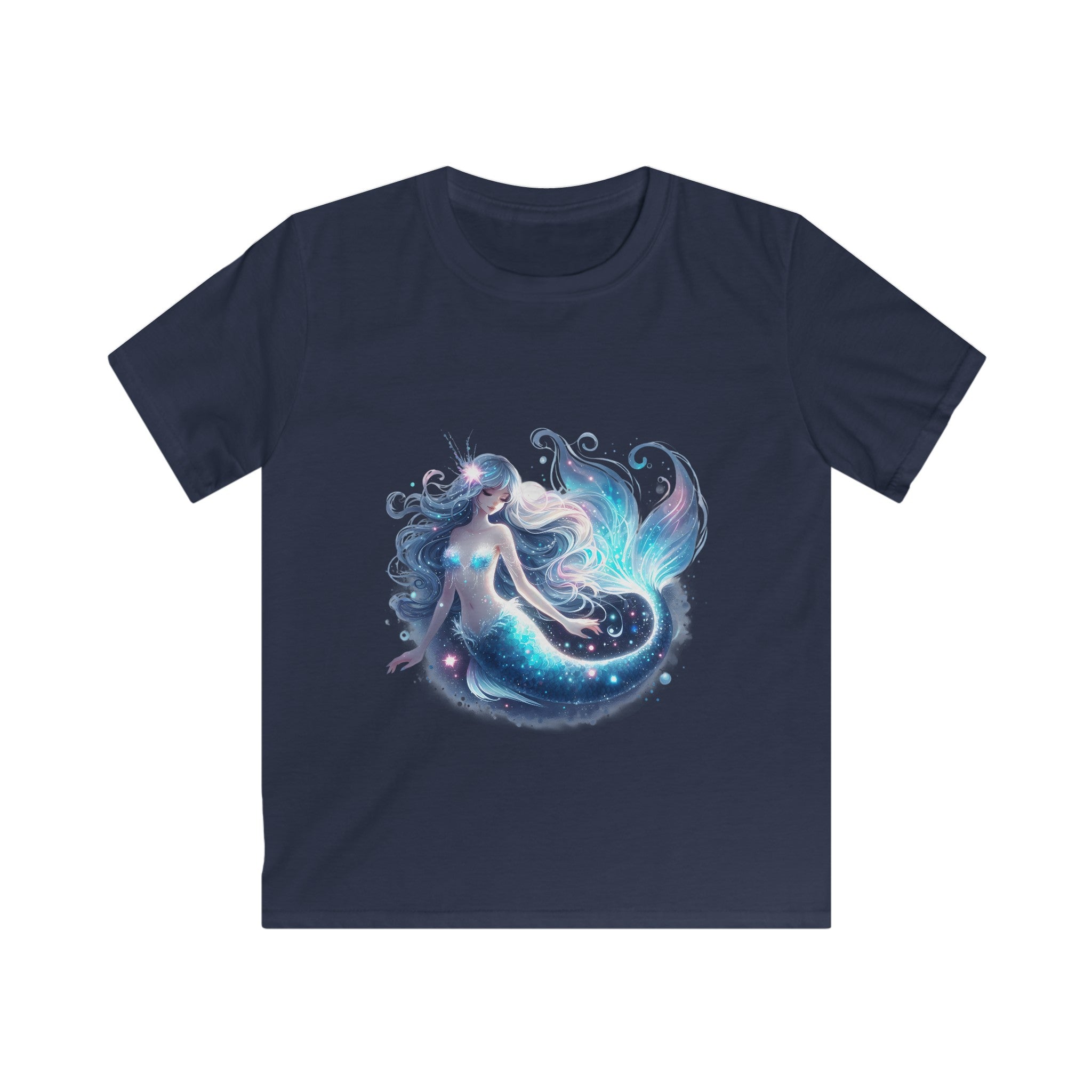 Enchanting Mermaid Kids' Black T-Shirt – Softstyle Fit