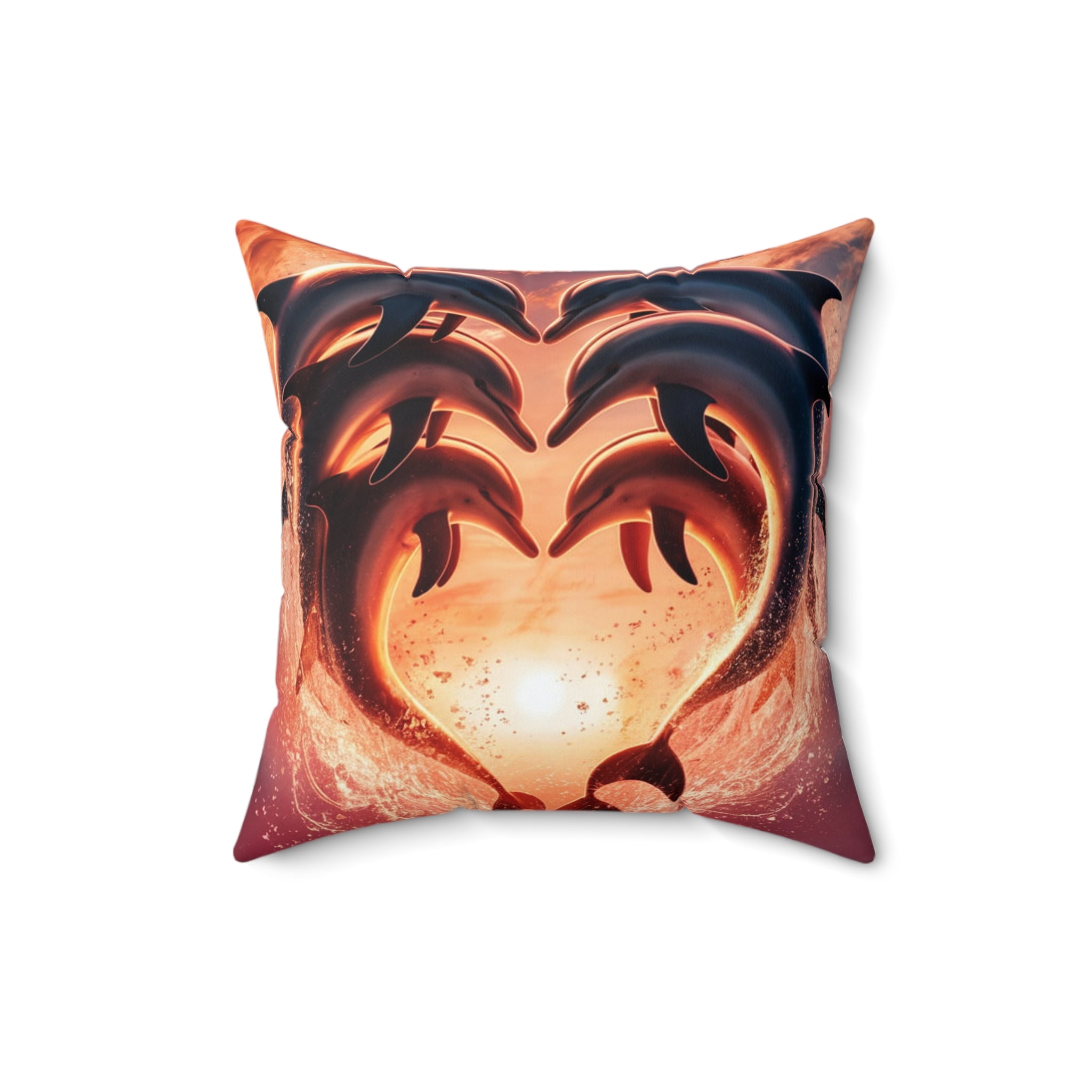 3 dolphin Spun Polyester Square Pillow