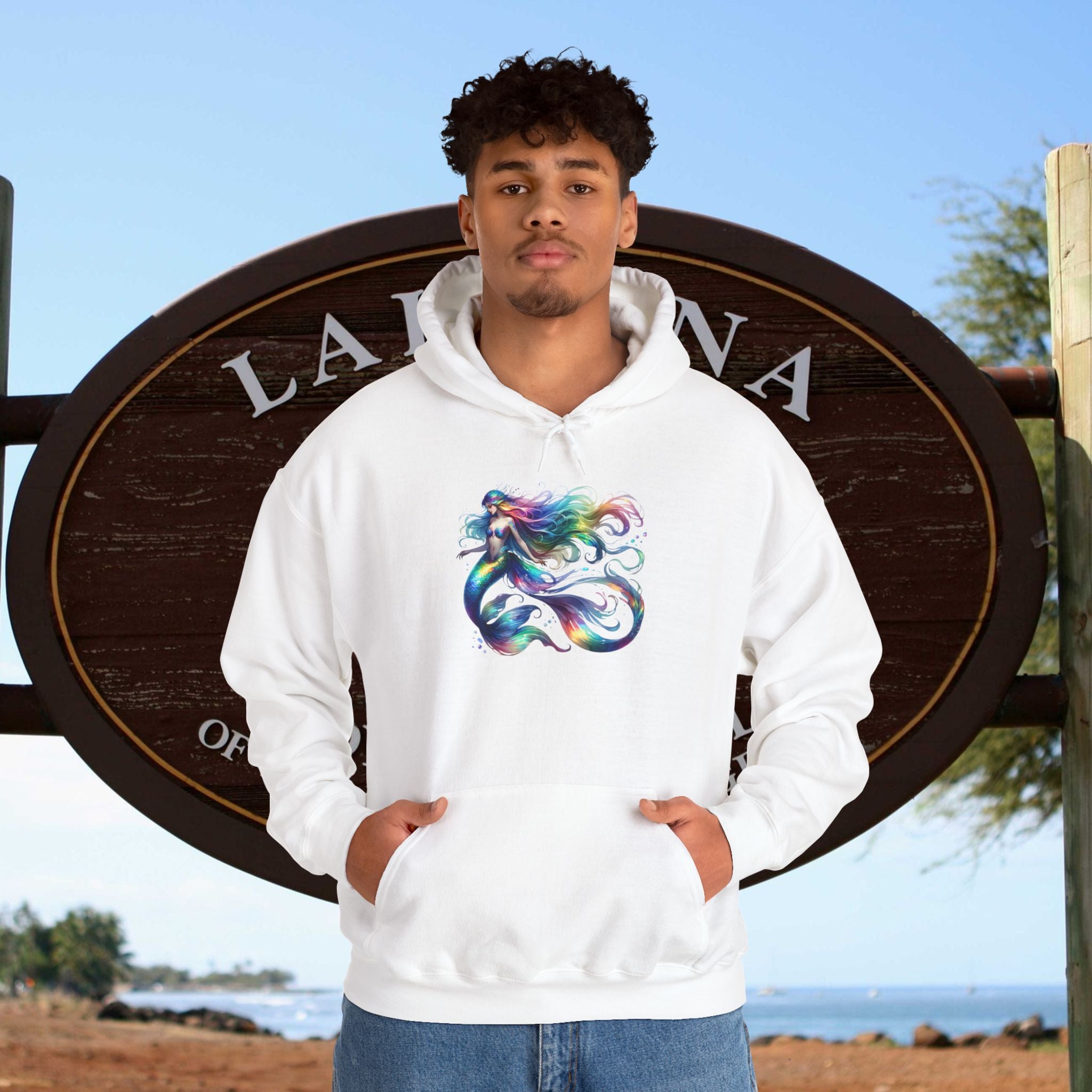 Rainbow Mermaid Hooded Sweatshirt Unisex Heavy Blend