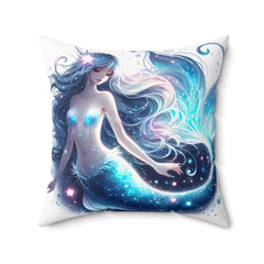 Blue mermaid spun Polyester Square Pillow