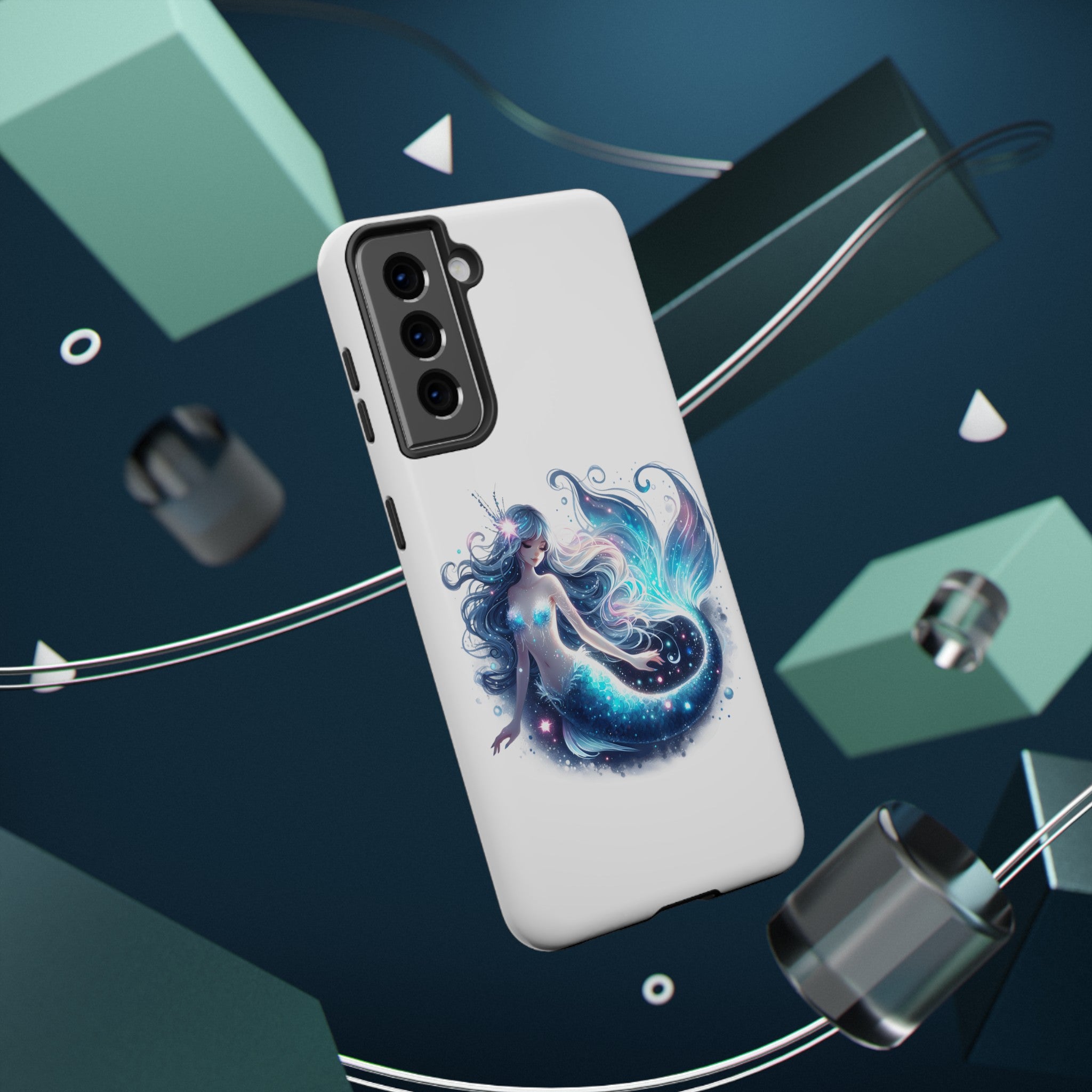 Sleepy Mermaid White Phone Case – Dual-Layer Protection