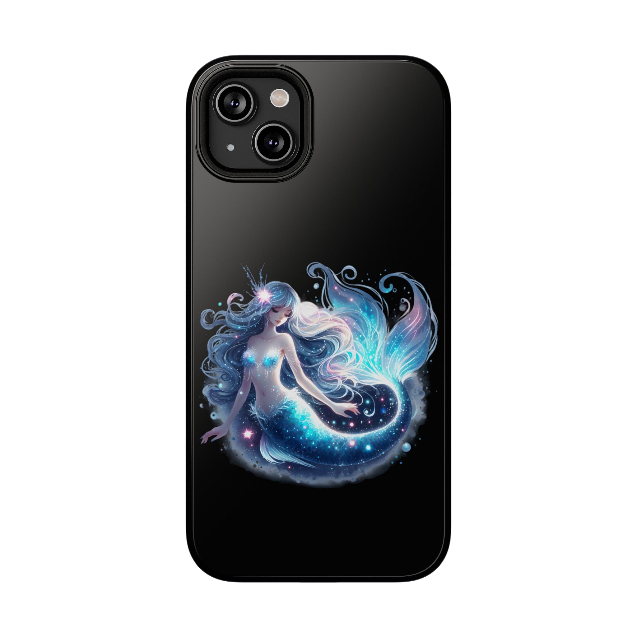 Sleepy Mermaid Black Phone Case – Matte or Glossy Finish