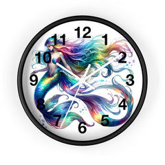 Rainbow Mermaid Wall Clock – Elegant Wood & Plexiglass Design