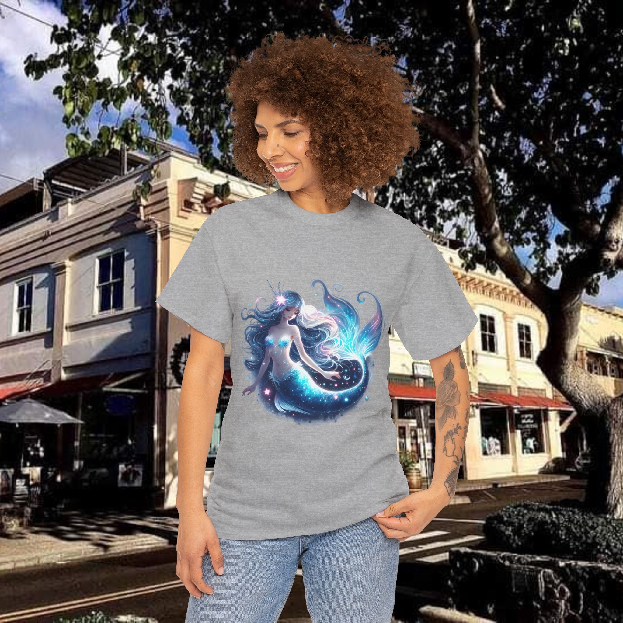 Blue Mermaid Heavy Cotton Tee shirt Unisex