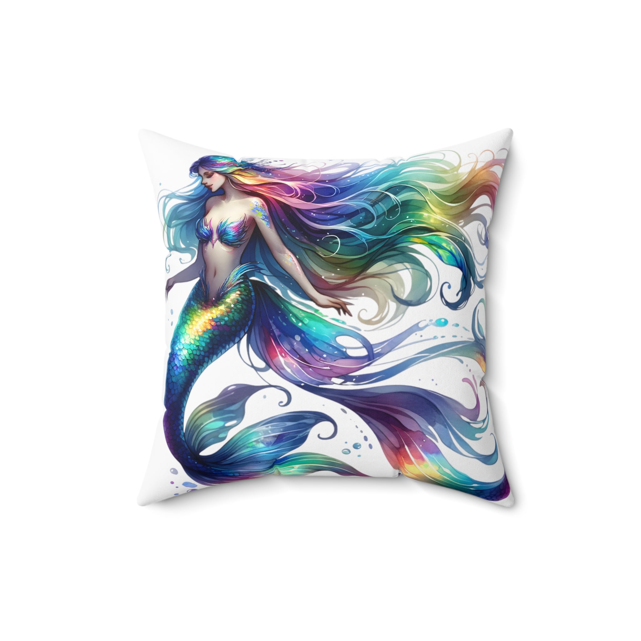 Rainbow dolphin spun Polyester Square Pillow