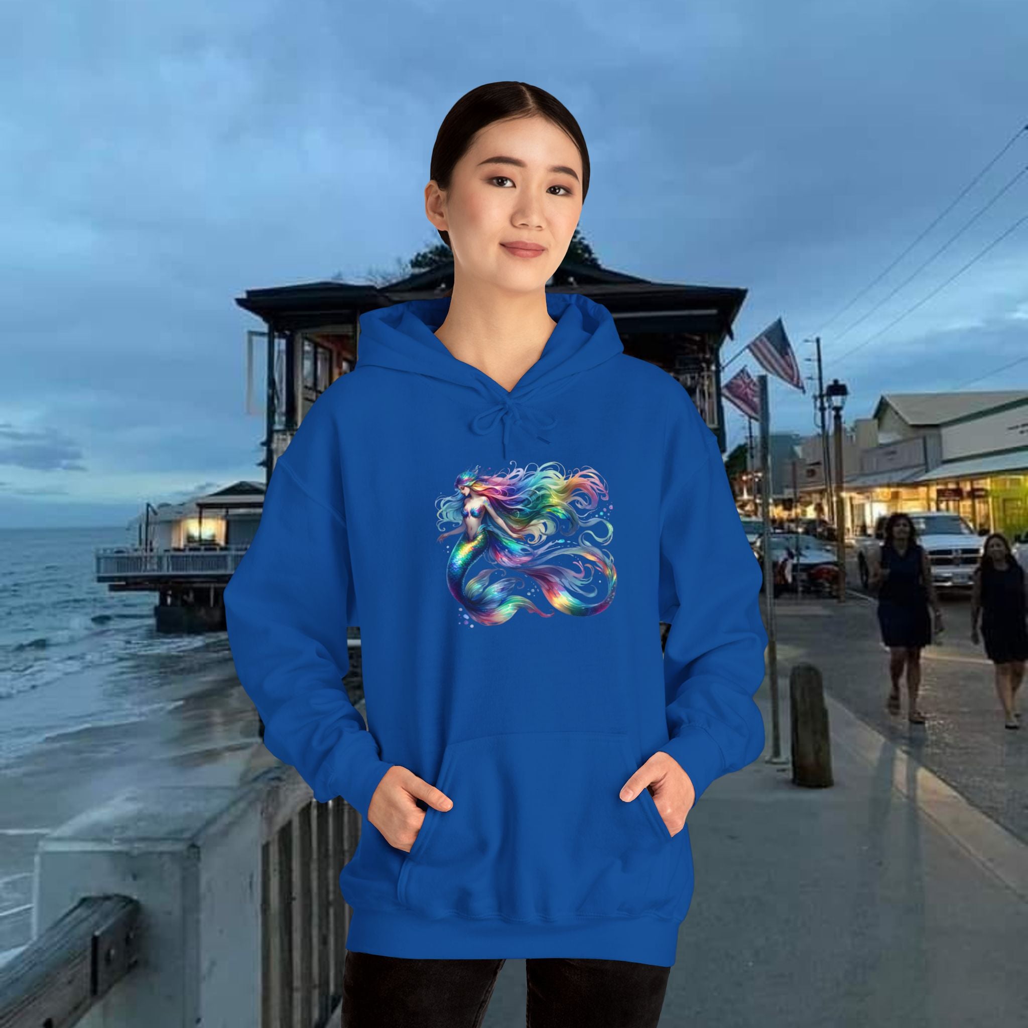 Rainbow Mermaid Hooded Sweatshirt Unisex Heavy Blend