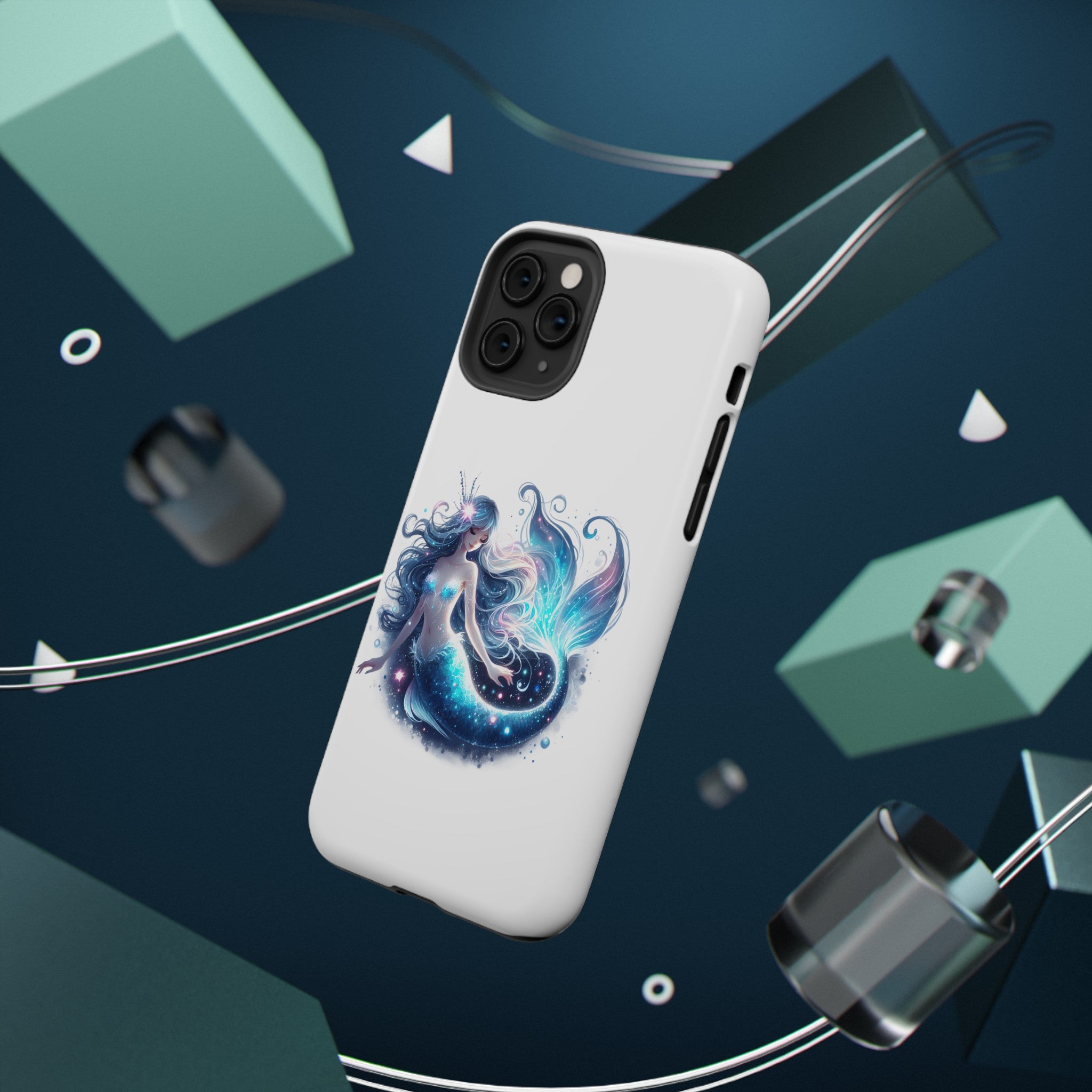 Sleepy Mermaid White Phone Case – Dual-Layer Protection