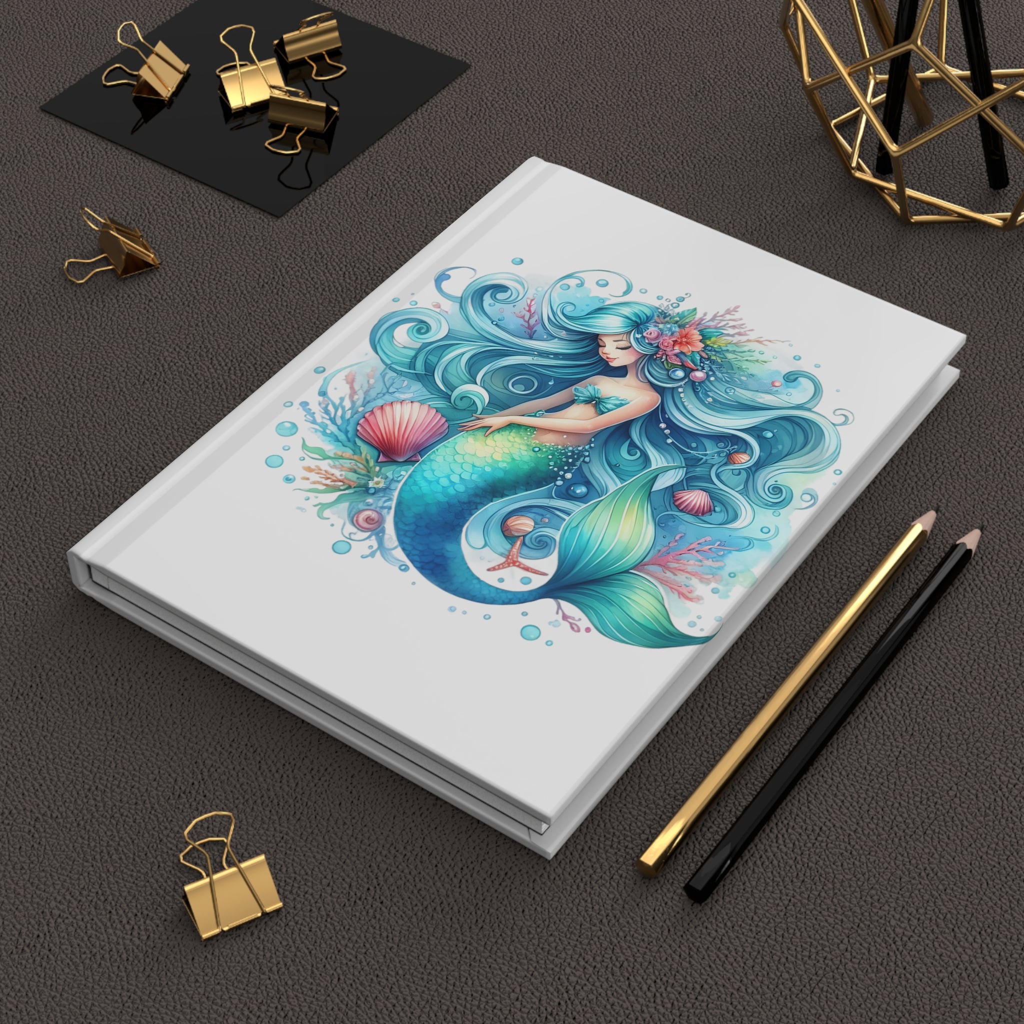 Blue mermaid Hardcover Journal Matte