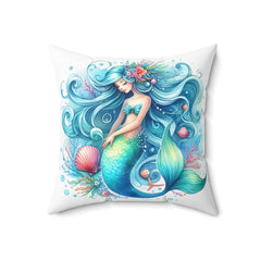 Sleepy mermaid Spun Polyester Square Pillow
