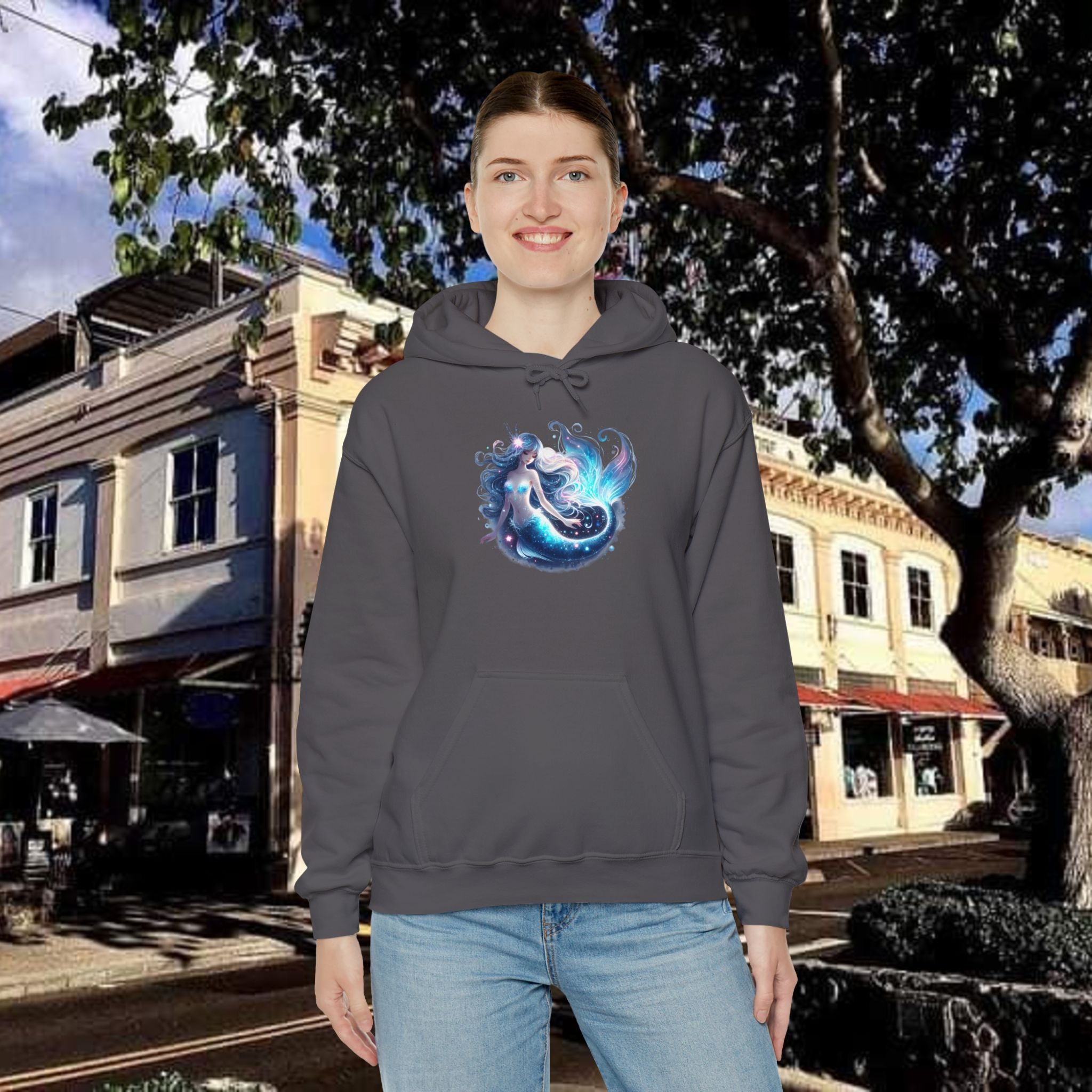 Blue Mermaid Hooded Sweatshirt Unisex Heavy Blend