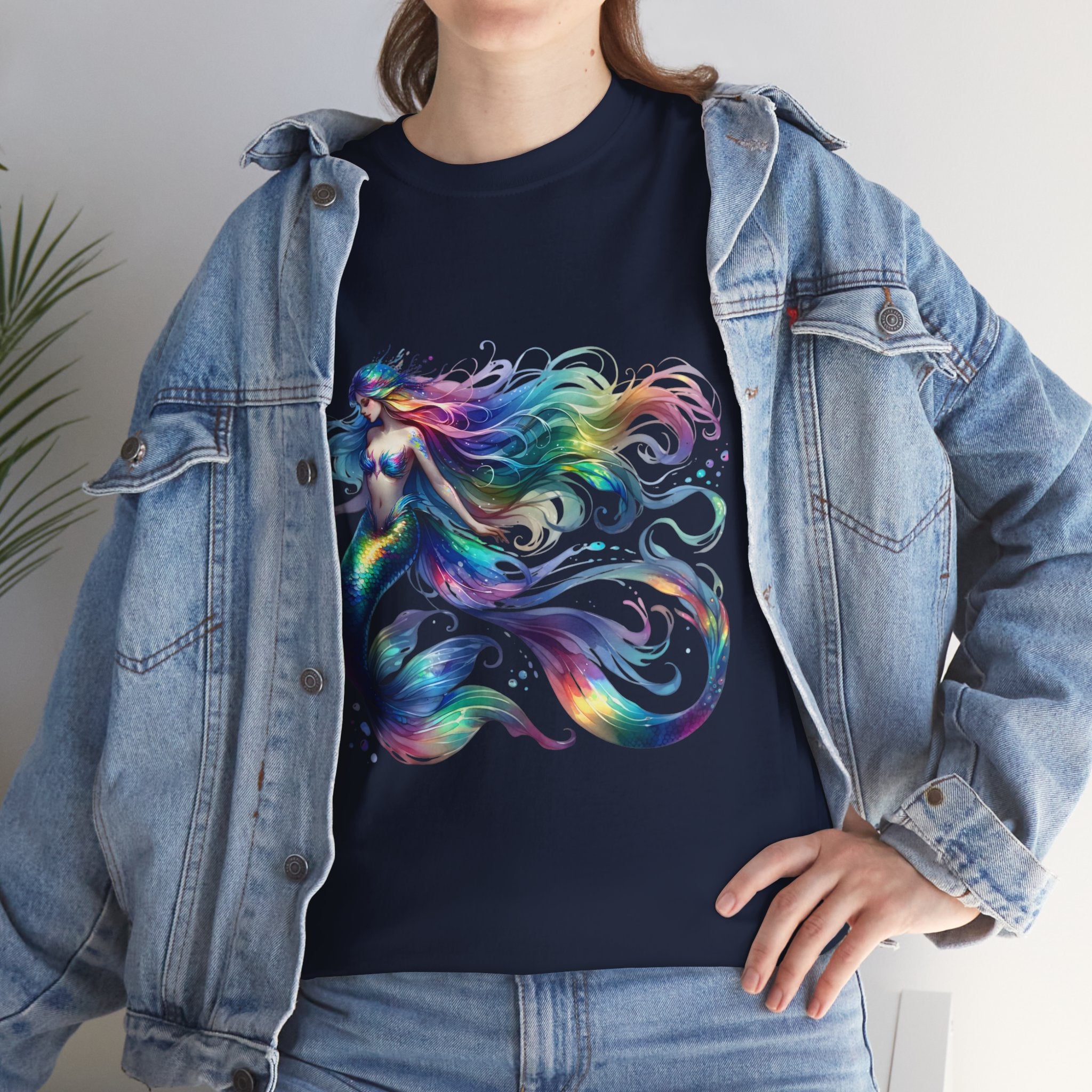 Rainbow Mermaid Heavy Cotton Tee shirt Unisex